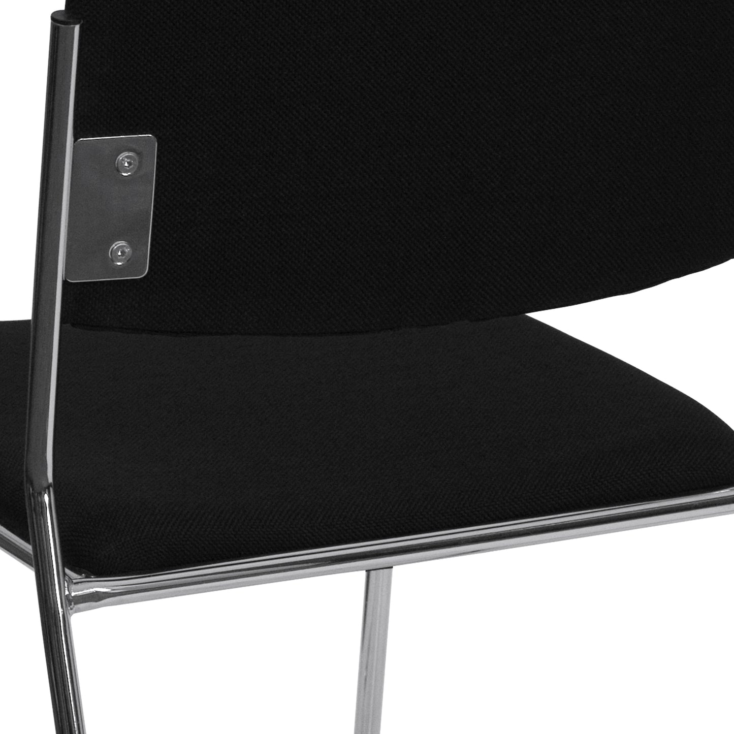 HERCULES Series 500 lb. Capacity Black Fabric High Density Stacking Chair with Chrome Sled Base Black Fabric/Chrome Frame