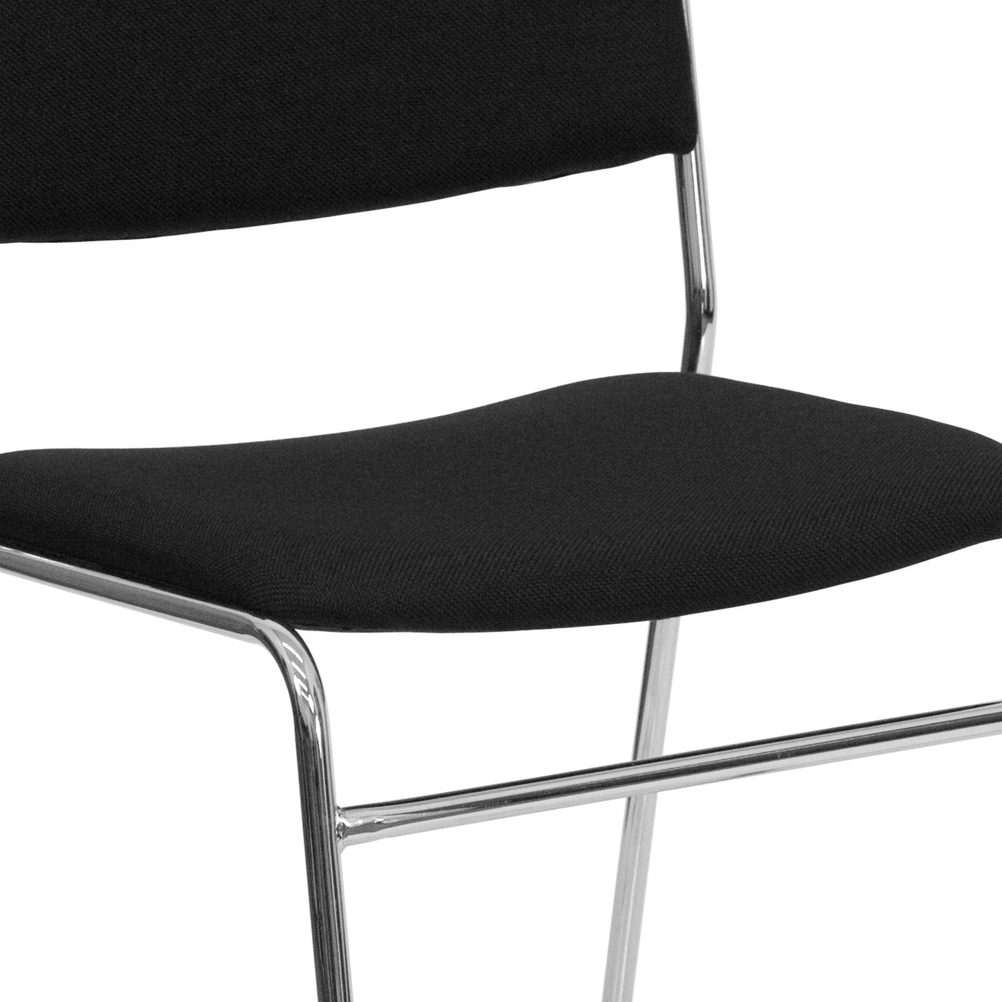 HERCULES Series 500 lb. Capacity Black Fabric High Density Stacking Chair with Chrome Sled Base Black Fabric/Chrome Frame