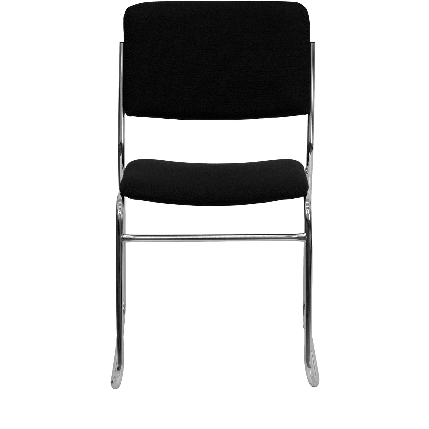 HERCULES Series 500 lb. Capacity Black Fabric High Density Stacking Chair with Chrome Sled Base Black Fabric/Chrome Frame