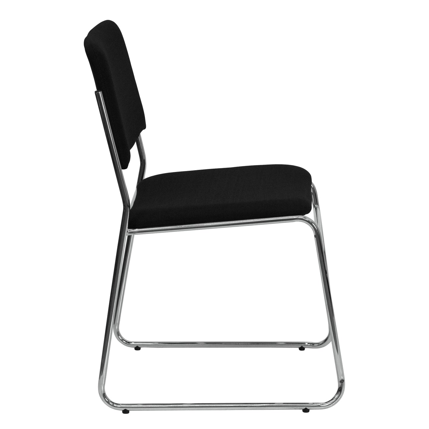 HERCULES Series 500 lb. Capacity Black Fabric High Density Stacking Chair with Chrome Sled Base Black Fabric/Chrome Frame