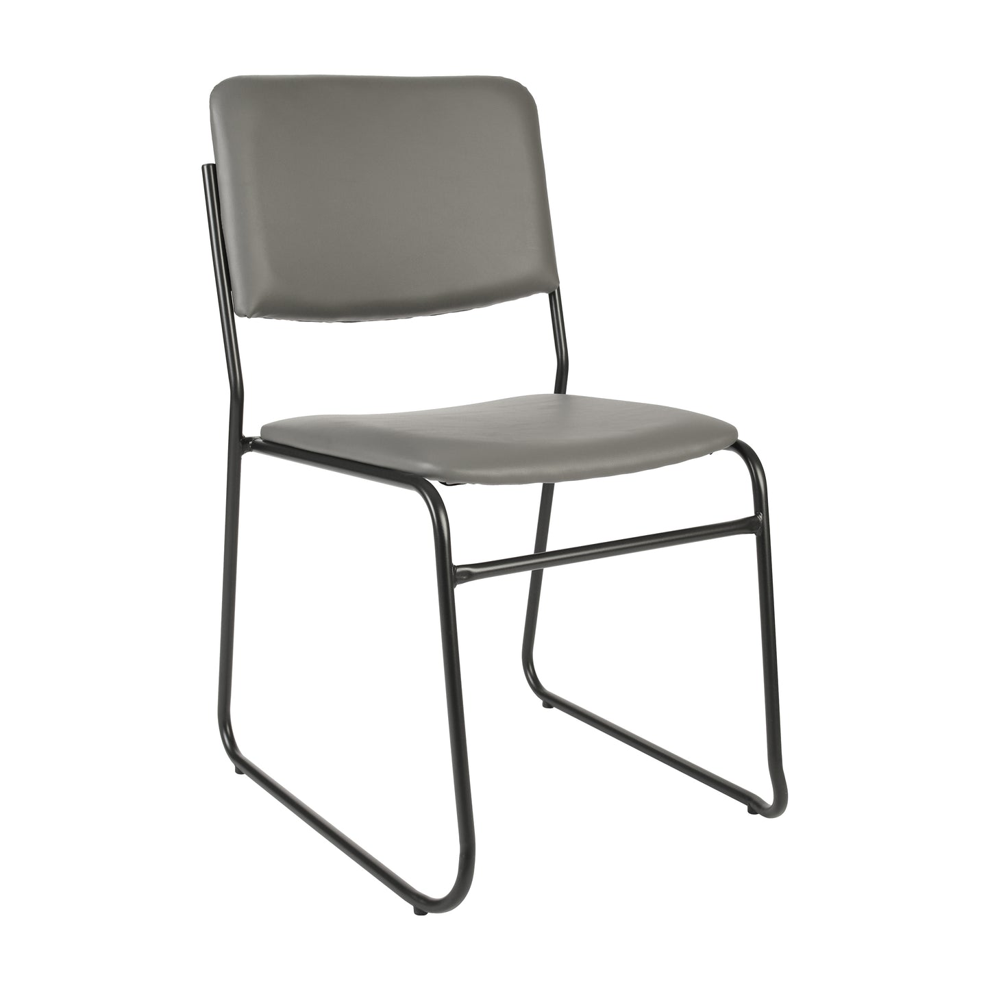 HERCULES 500 lb. Capacity High Density Gray Vinyl Stacking Chair with Sled Base Gray Vinyl/Black Frame