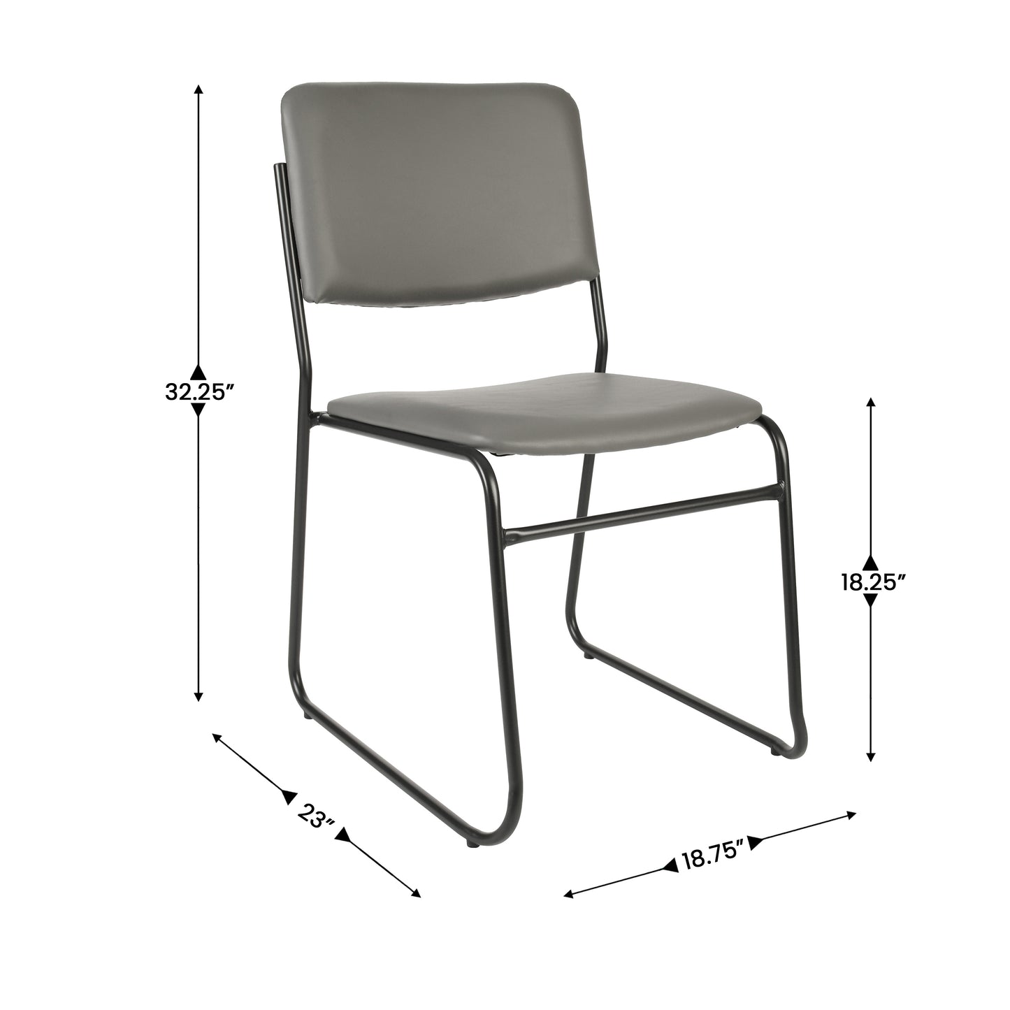 HERCULES 500 lb. Capacity High Density Gray Vinyl Stacking Chair with Sled Base Gray Vinyl/Black Frame