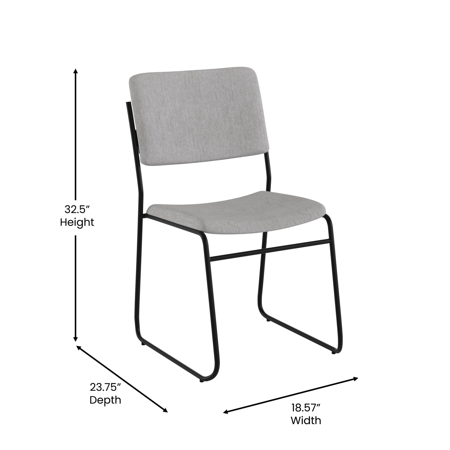 HERCULES Series 500 lb. Capacity High Density Gray Fabric Stacking Chair with Sled Base Gray Fabric/Black Frame