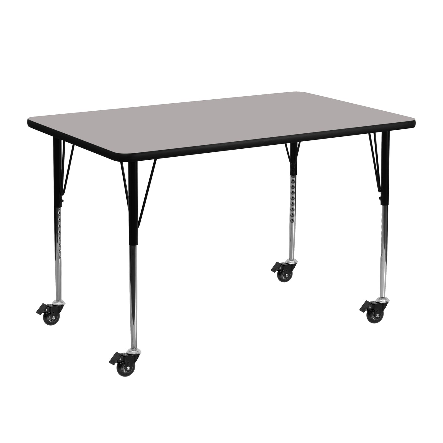 Wren Mobile 24''W x 48''L Rectangular Grey HP Laminate Activity Table - Standard Height Adjustable Legs Gray