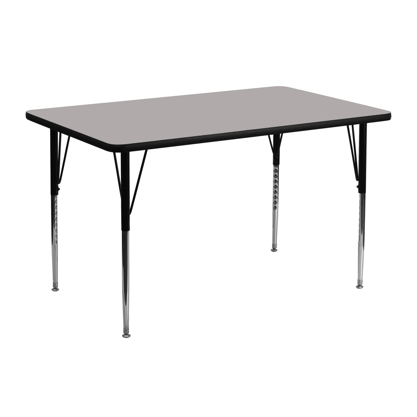 Wren 24''W x 48''L Rectangular Grey HP Laminate Activity Table - Standard Height Adjustable Legs Gray