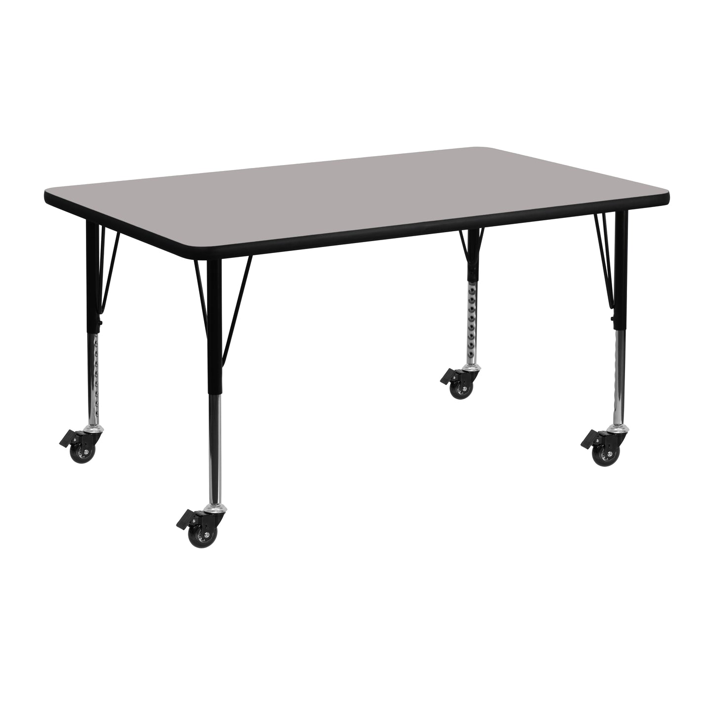 Wren Mobile 24''W x 48''L Rectangular Grey HP Laminate Activity Table - Height Adjustable Short Legs Gray