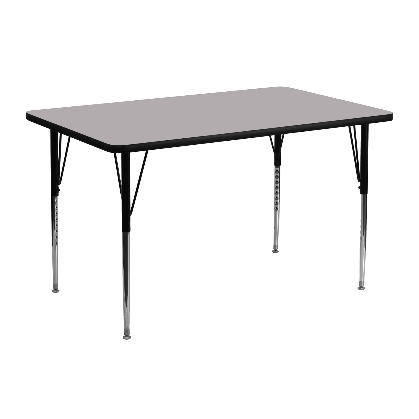 Wren 24''W x 48''L Rectangular Grey Thermal Laminate Activity Table - Standard Height Adjustable Legs Gray