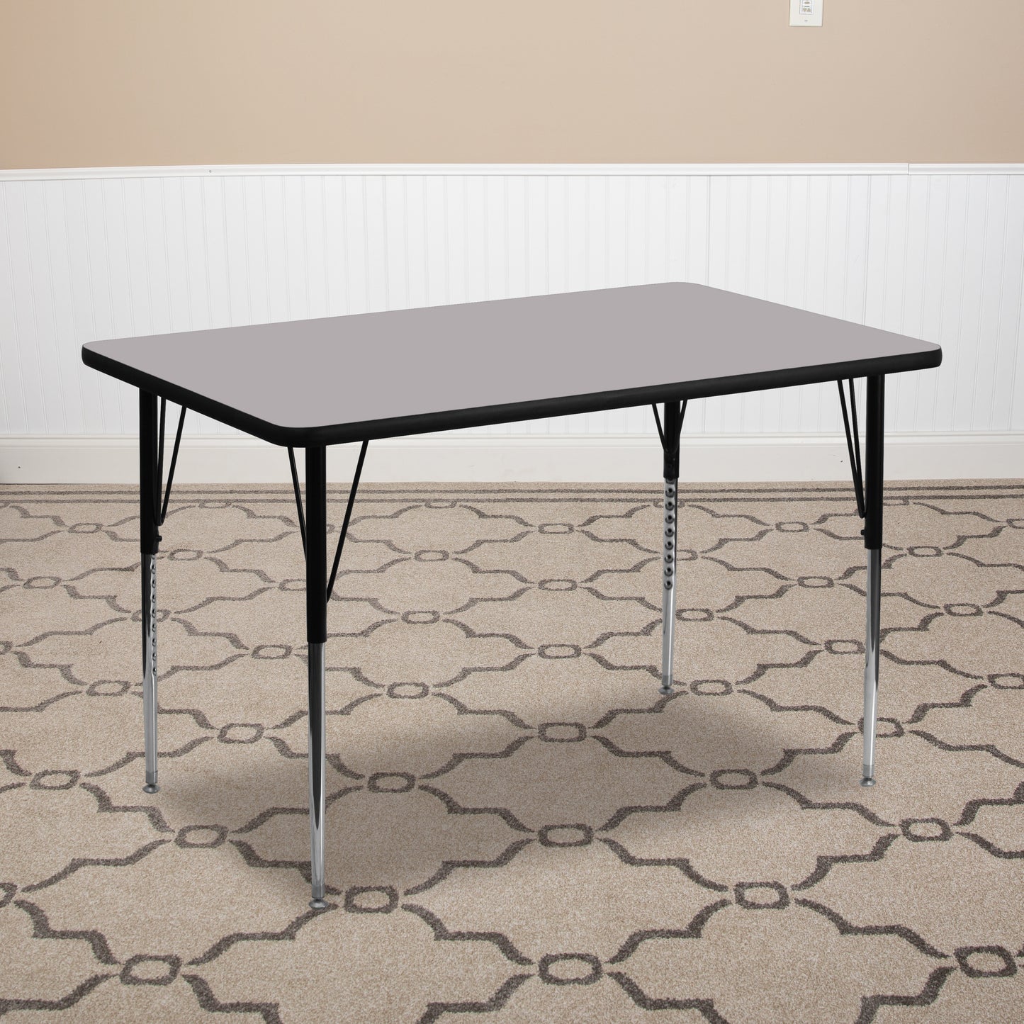 Wren 24''W x 48''L Rectangular Grey Thermal Laminate Activity Table - Standard Height Adjustable Legs Gray