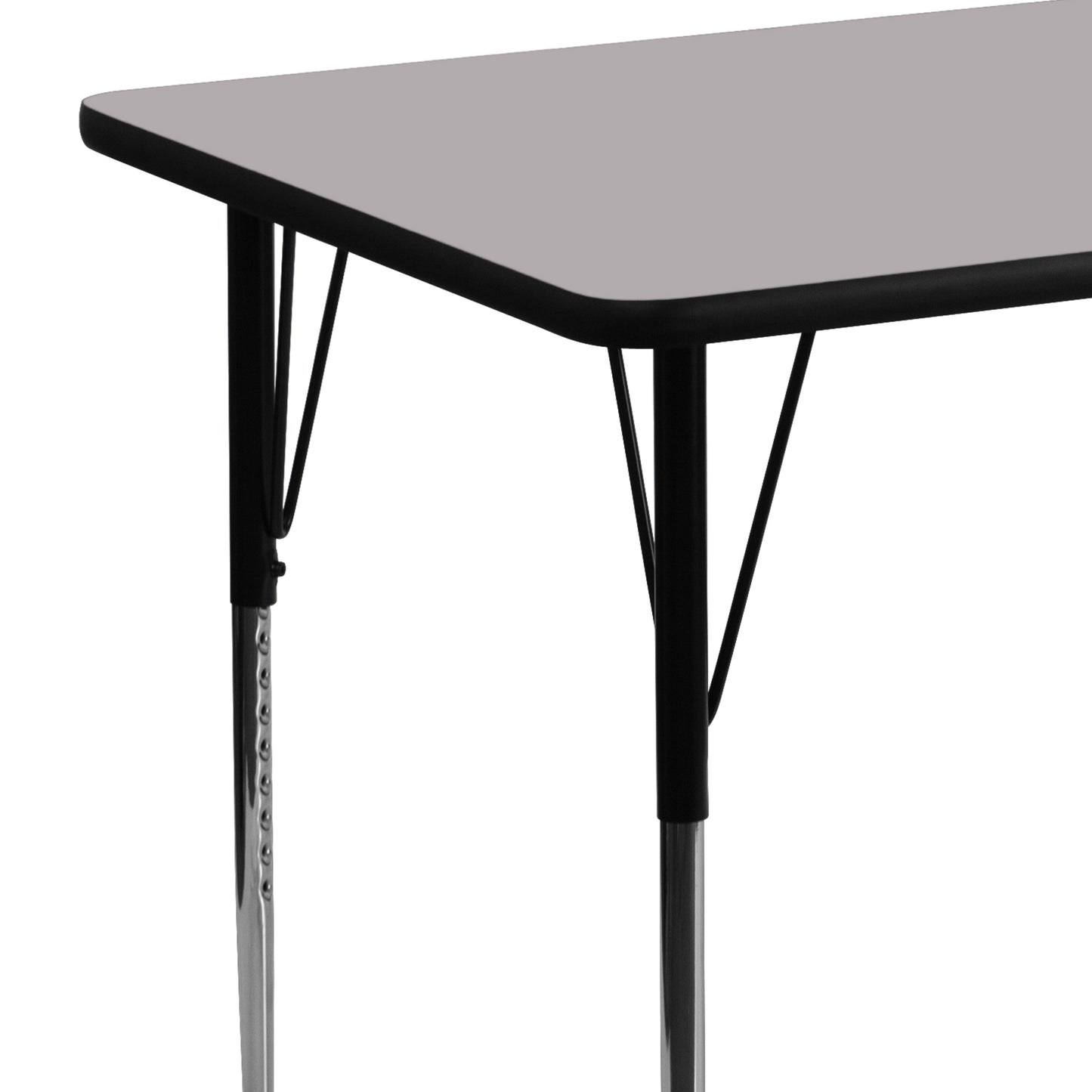 Wren 24''W x 48''L Rectangular Grey Thermal Laminate Activity Table - Standard Height Adjustable Legs Gray