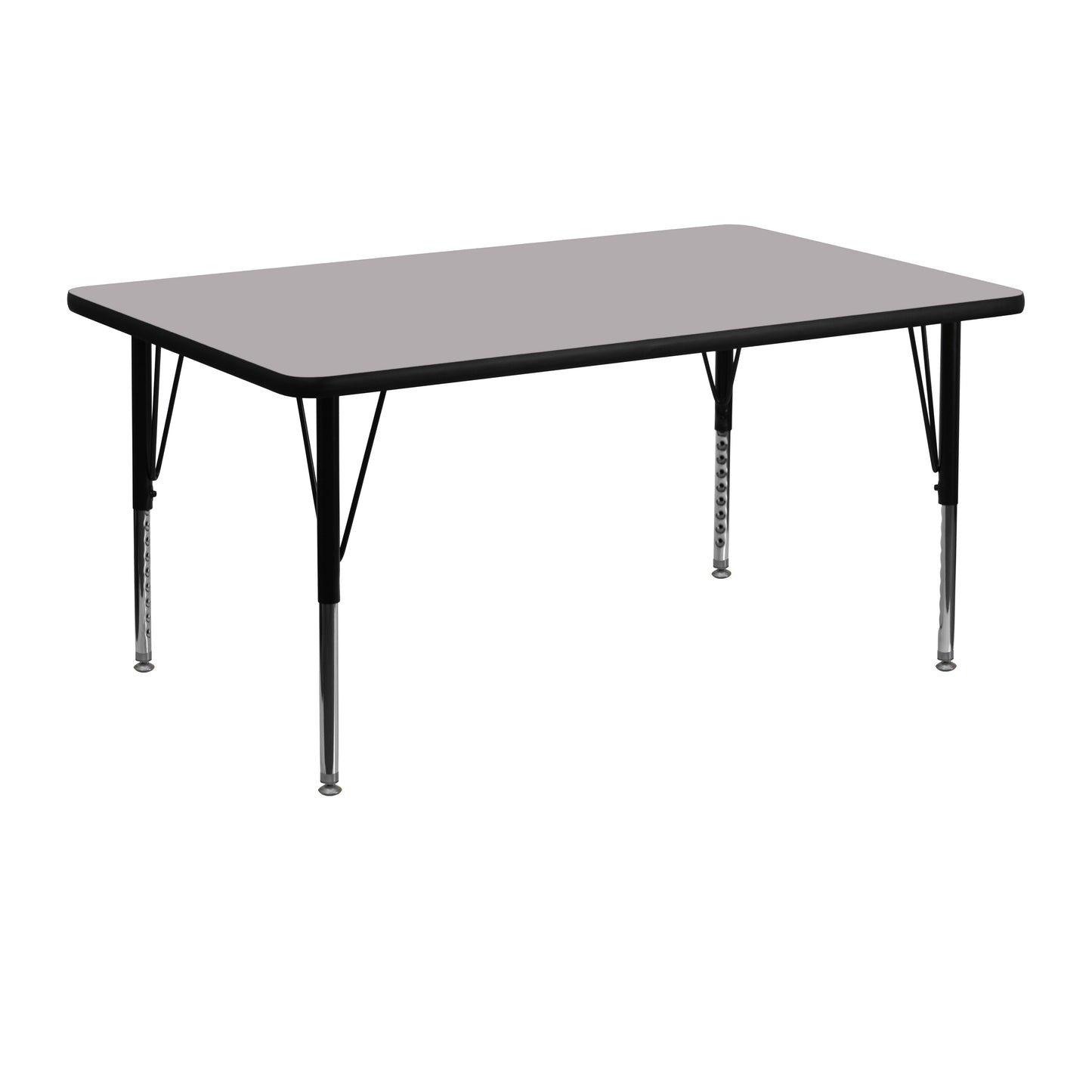Wren 24''W x 48''L Rectangular Grey Thermal Laminate Activity Table - Height Adjustable Short Legs Gray