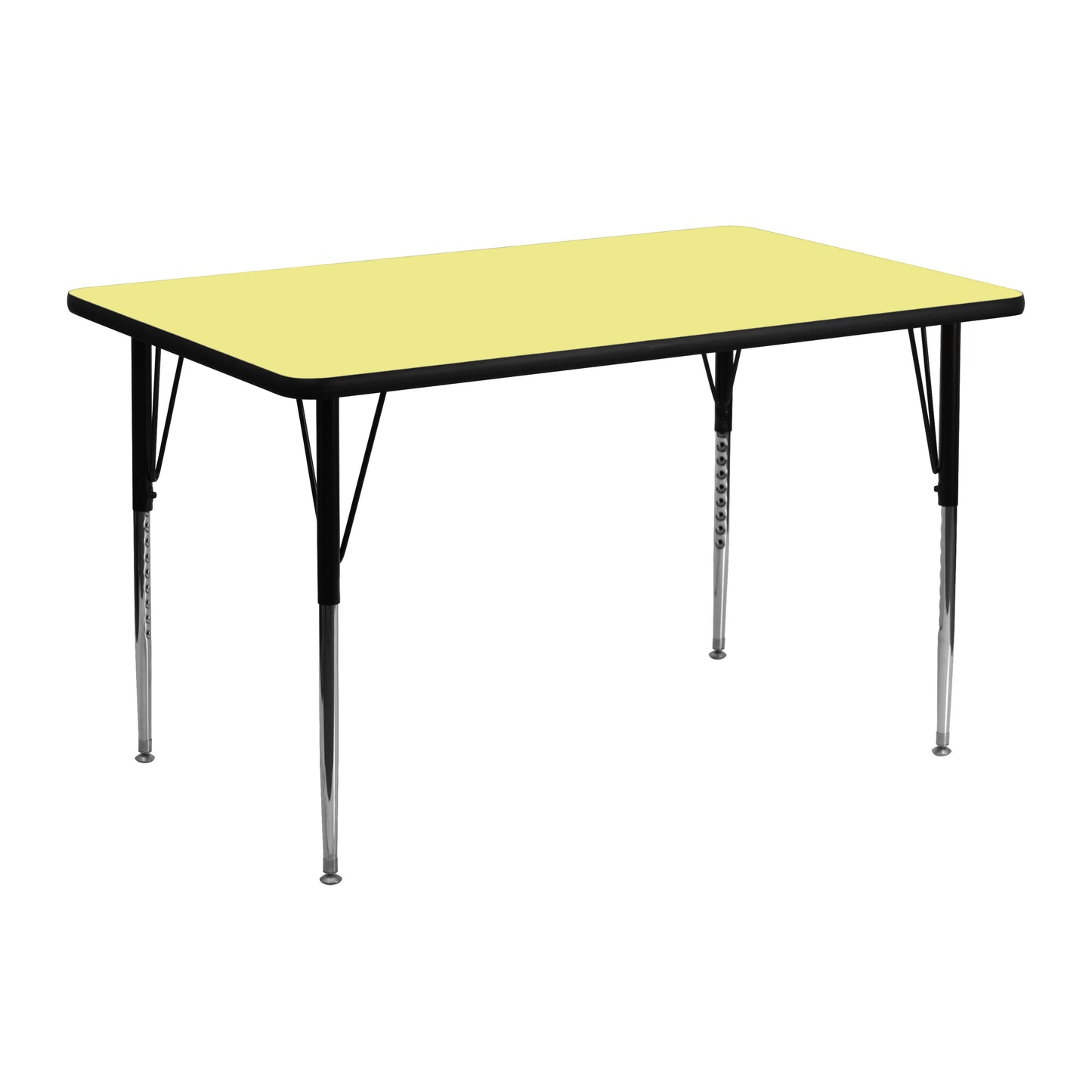 Wren 24''W x 48''L Rectangular Yellow Thermal Laminate Activity Table - Standard Height Adjustable Legs Yellow XU-A2448-REC-YEL-T-A-GG