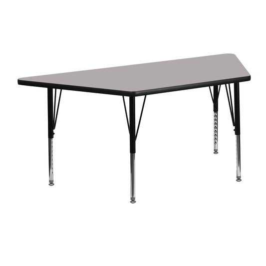 Wren 22.5''W x 45''L Trapezoid Grey HP Laminate Activity Table - Height Adjustable Short Legs Gray XU-A2448-TRAP-GY-H-P-GG