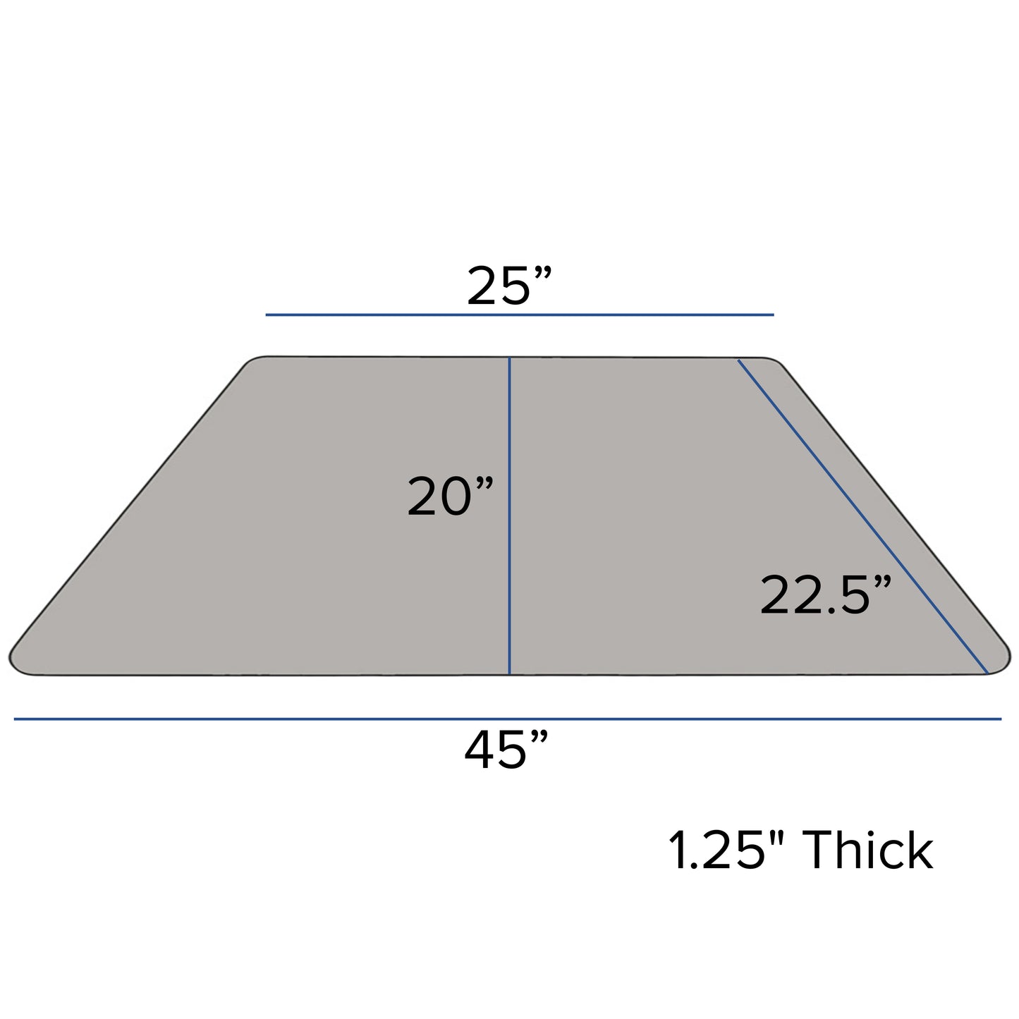 Wren 22.5''W x 45''L Trapezoid Grey HP Laminate Activity Table - Height Adjustable Short Legs Gray