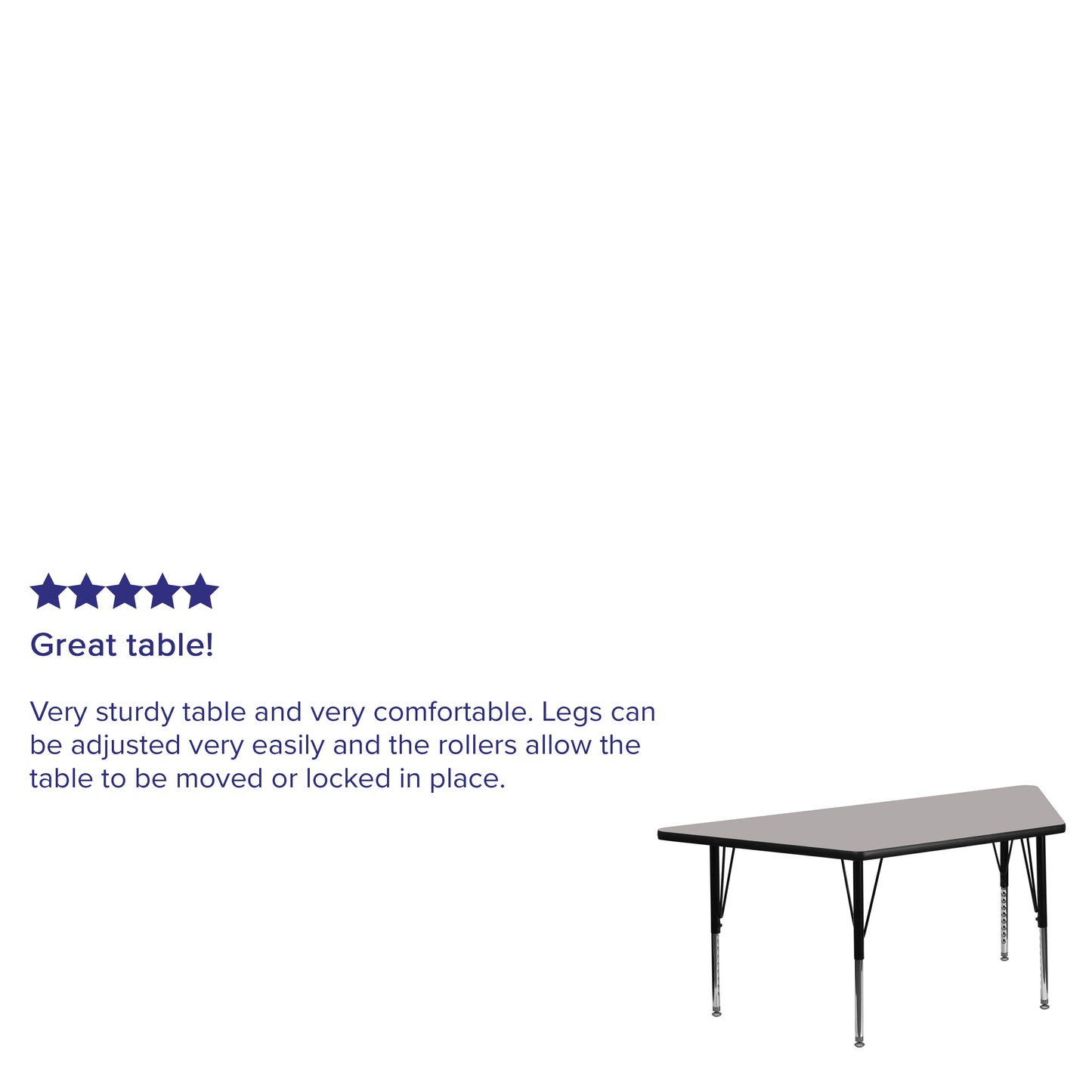 Wren 22.5''W x 45''L Trapezoid Grey HP Laminate Activity Table - Height Adjustable Short Legs Gray