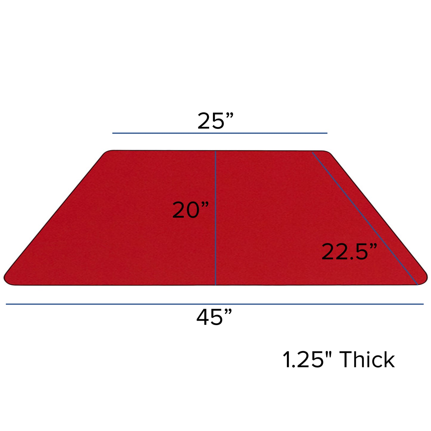Wren 22.5''W x 45''L Trapezoid Red HP Laminate Activity Table - Standard Height Adjustable Legs Red