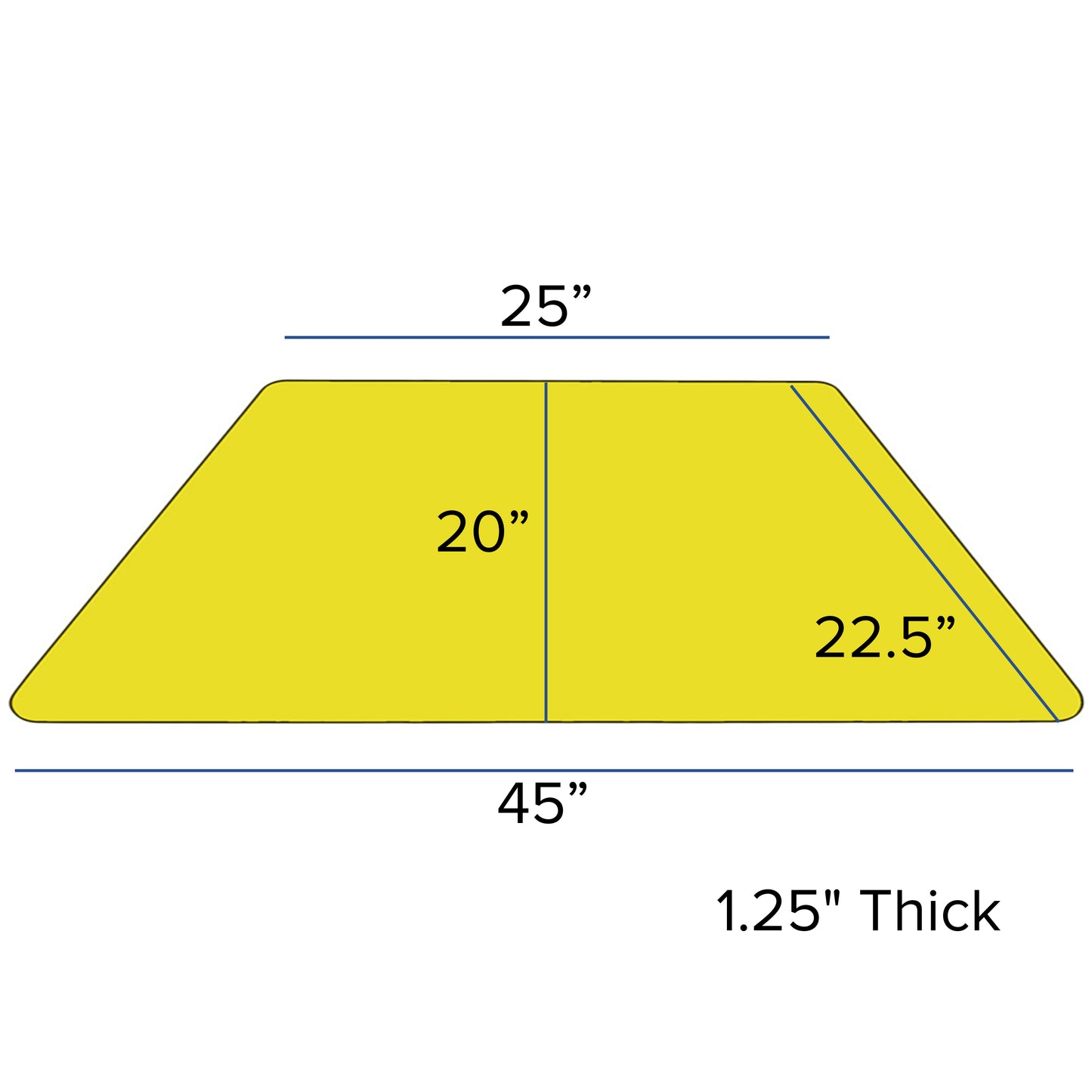 Wren Mobile 22.5''W x 45''L Trapezoid Yellow HP Laminate Activity Table - Standard Height Adjustable Legs Yellow