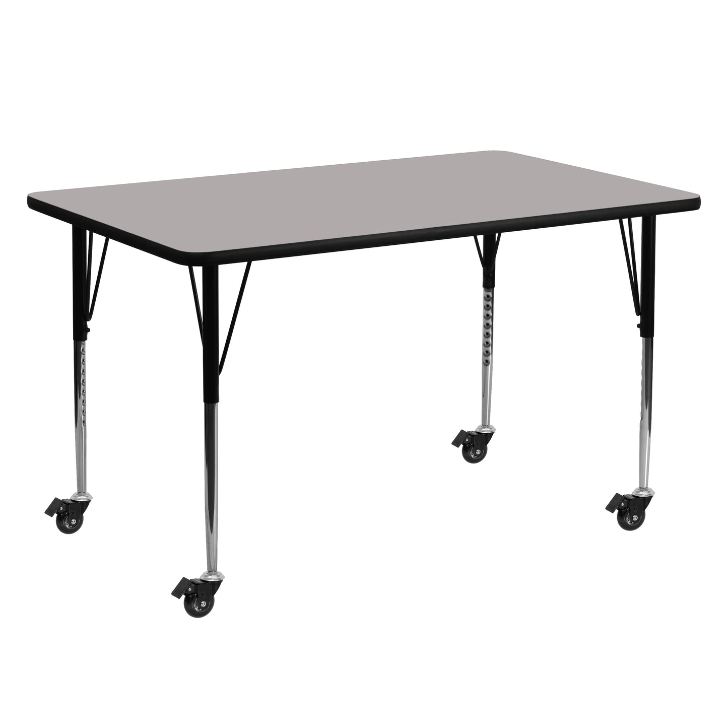 Wren Mobile 24''W x 60''L Rectangular Grey HP Laminate Activity Table - Standard Height Adjustable Legs Gray