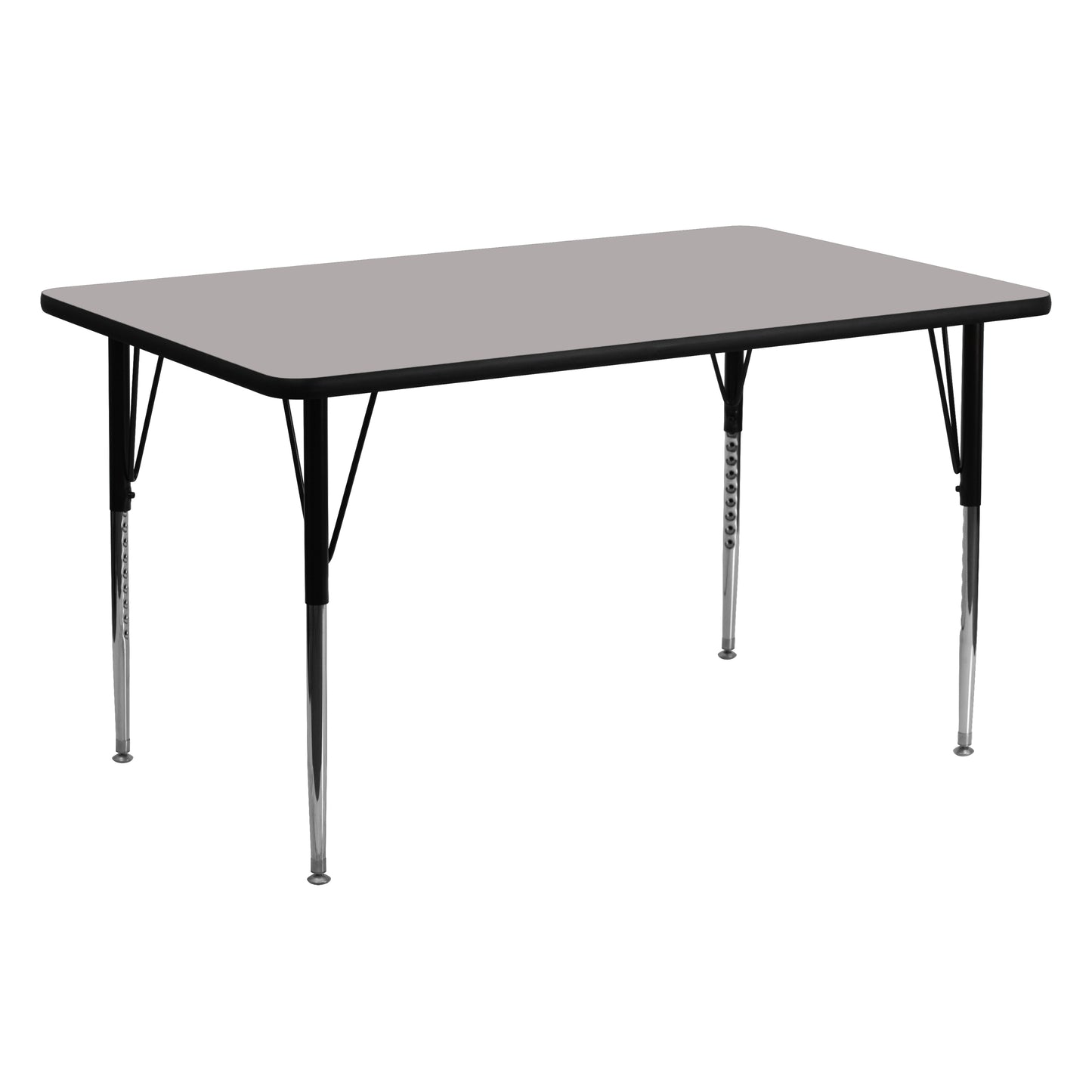 Wren 24''W x 60''L Rectangular Grey HP Laminate Activity Table - Standard Height Adjustable Legs Gray