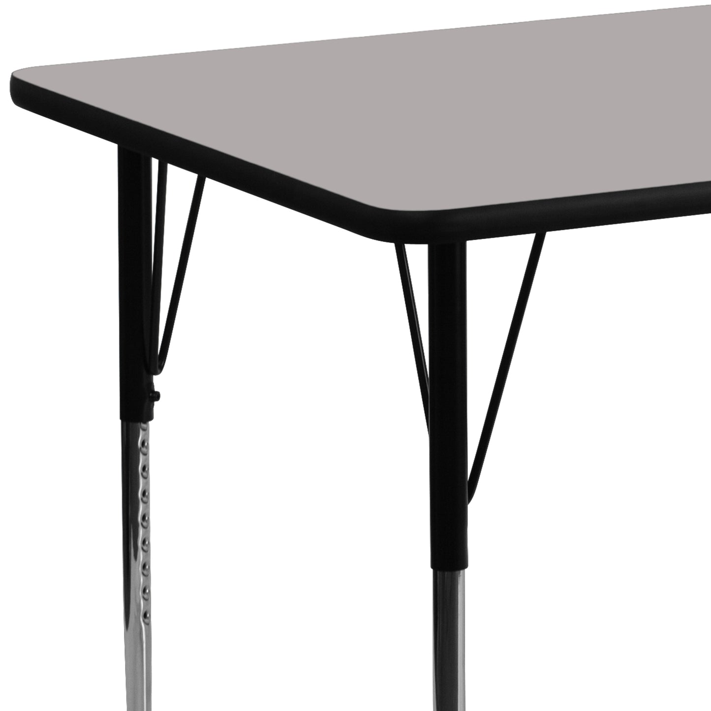 Wren 24''W x 60''L Rectangular Grey HP Laminate Activity Table - Standard Height Adjustable Legs Gray