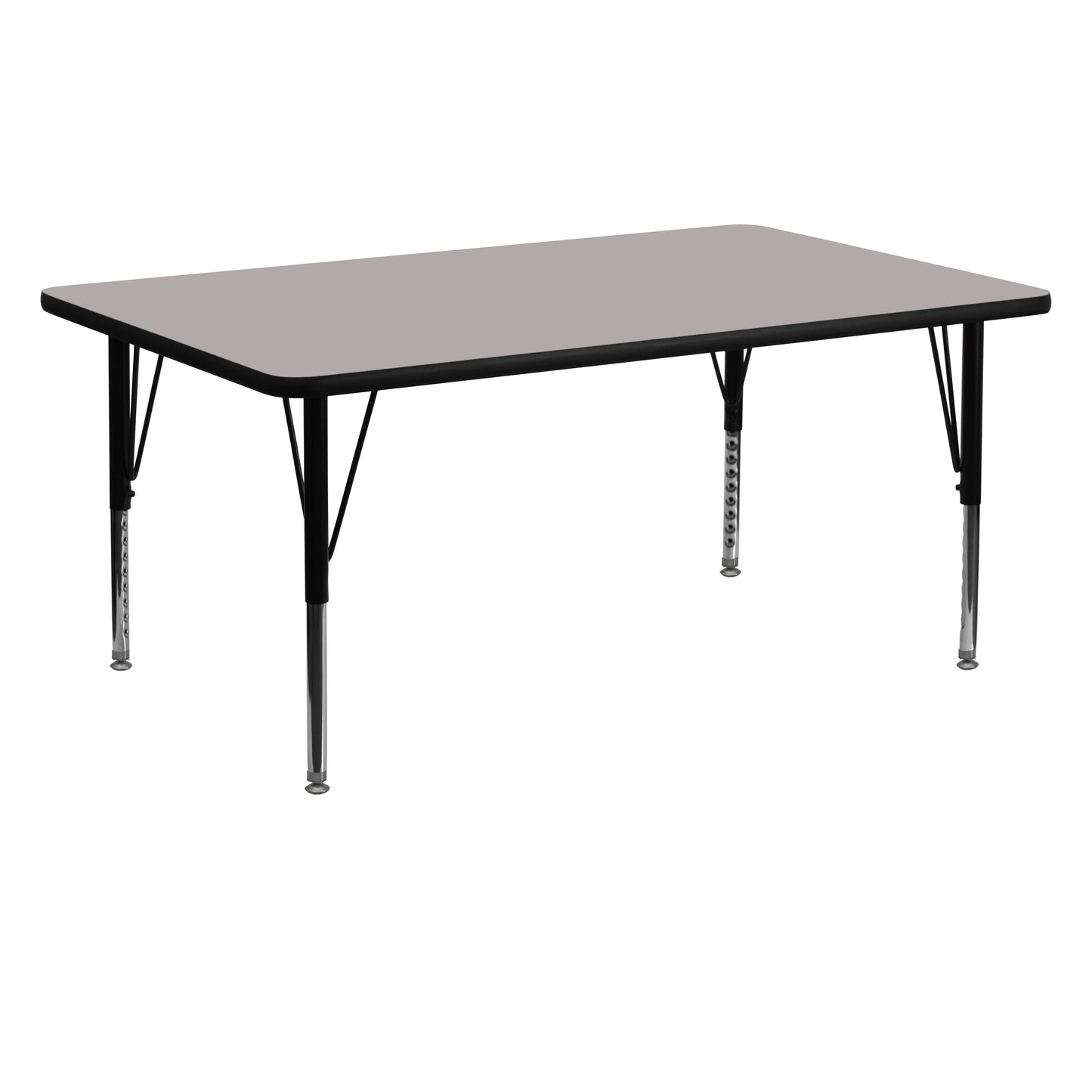 Wren 24''W x 60''L Rectangular Grey HP Laminate Activity Table - Height Adjustable Short Legs Gray