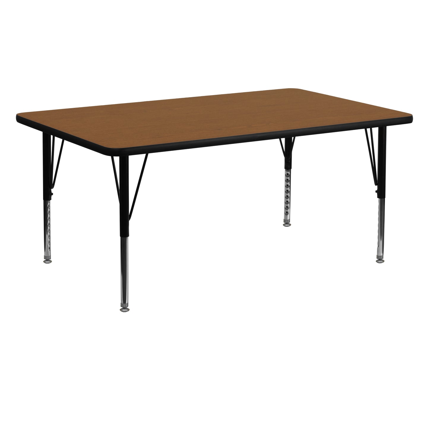 Wren 24''W x 60''L Rectangular Oak HP Laminate Activity Table - Height Adjustable Short Legs Oak XU-A2460-REC-OAK-H-P-GG