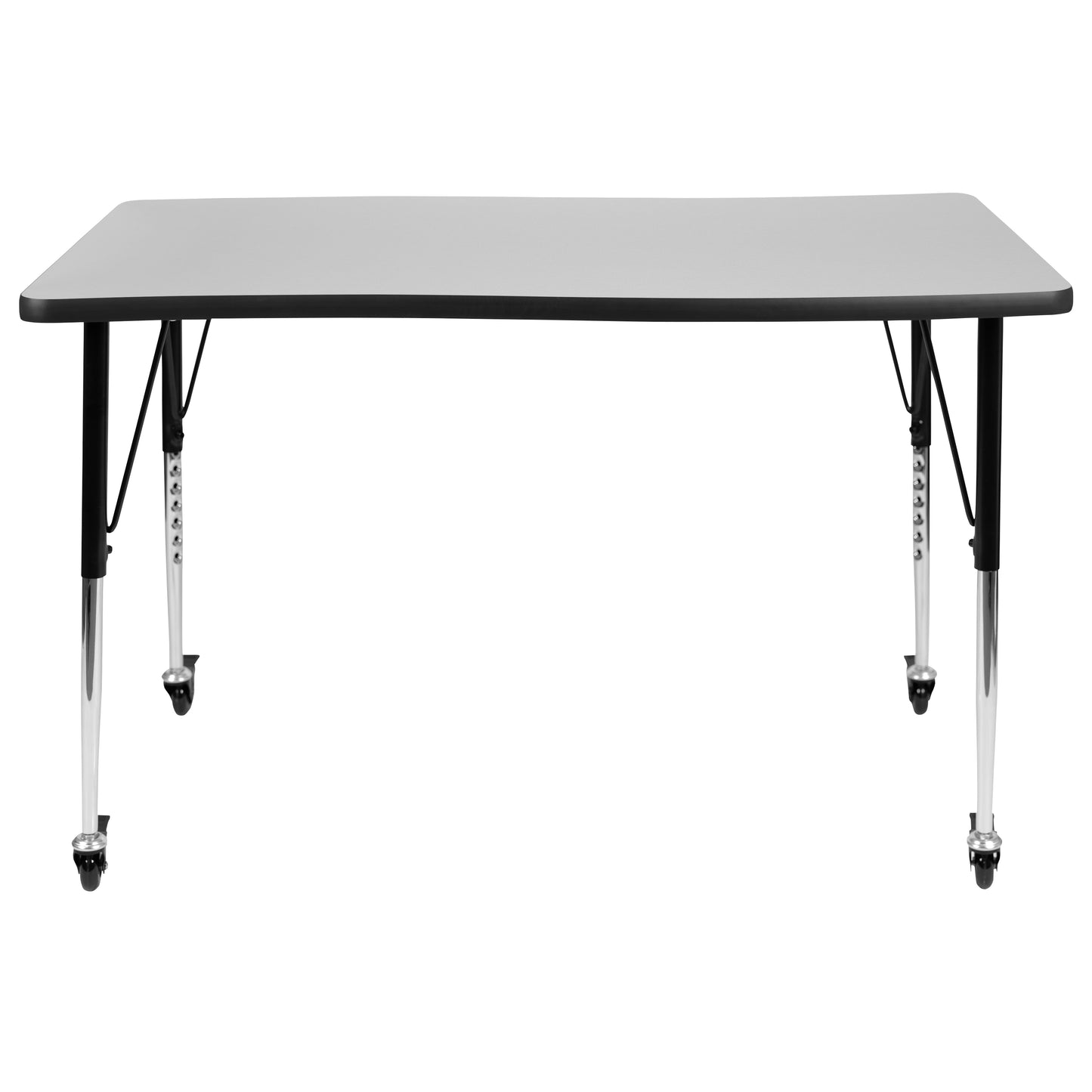 Wren Mobile 28"W x 47.5"L Rectangle Wave Flexible Collaborative Grey Laminate Activity Table-Standard Height Adjust Legs Grey XU-A3048-CON-GY-T-A-CAS-GG