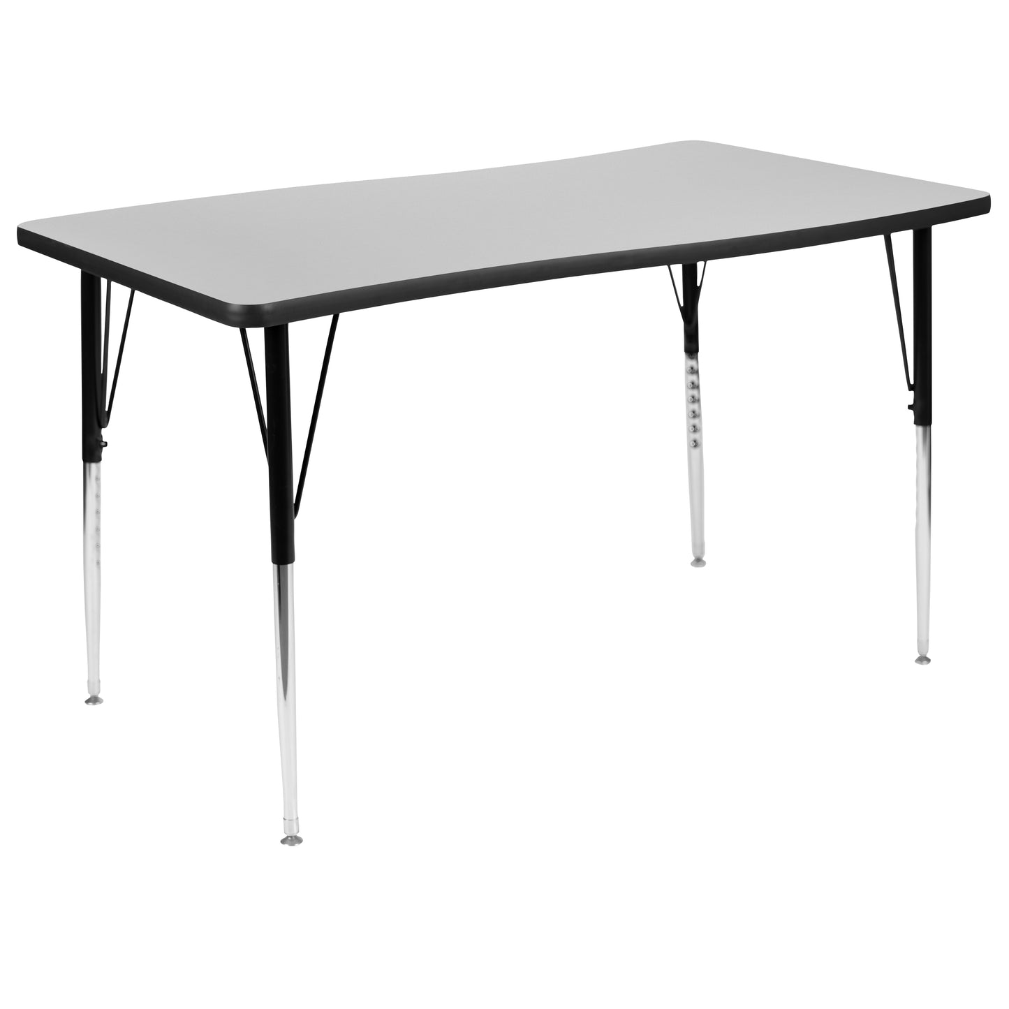 Wren 28"W x 47.5"L Rectangular Wave Flexible Collaborative Grey Thermal Laminate Activity Table-Standard Height Adjust Legs Grey