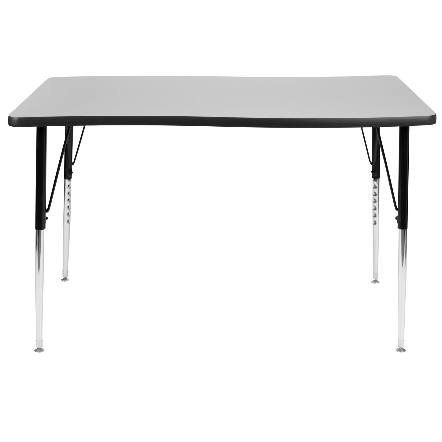Wren 28"W x 47.5"L Rectangular Wave Flexible Collaborative Grey Thermal Laminate Activity Table-Standard Height Adjust Legs Grey