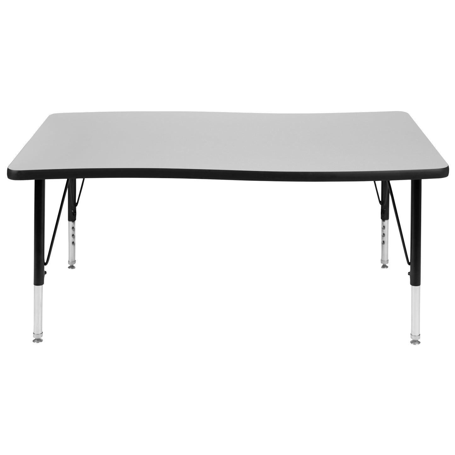 Wren 28"W x 47.5"L Rectangle Wave Flexible Collaborative Grey Thermal Laminate Activity Table - Height Adjust Short Legs Grey