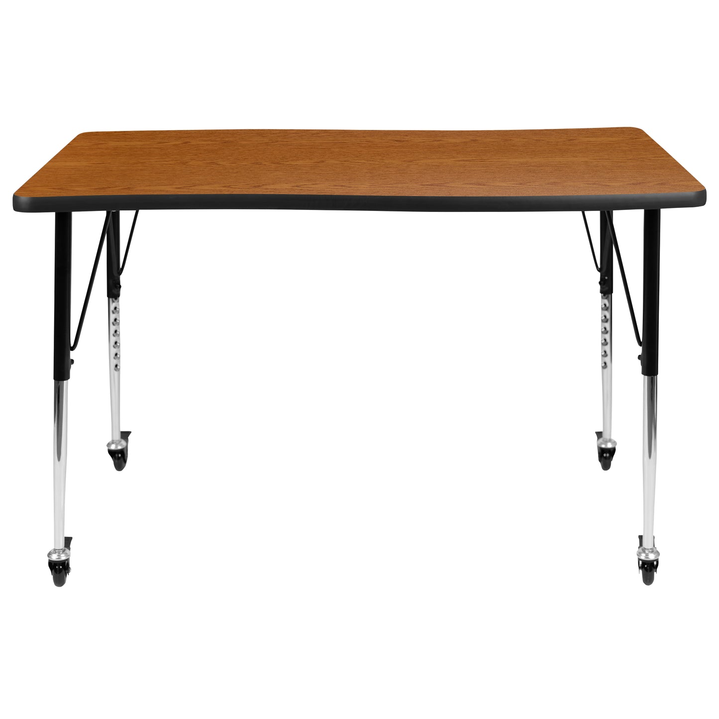 Wren Mobile 28"W x 47.5"L Rectangle Wave Flexible Collaborative Oak Laminate Activity Table-Standard Height Adjust Legs Oak