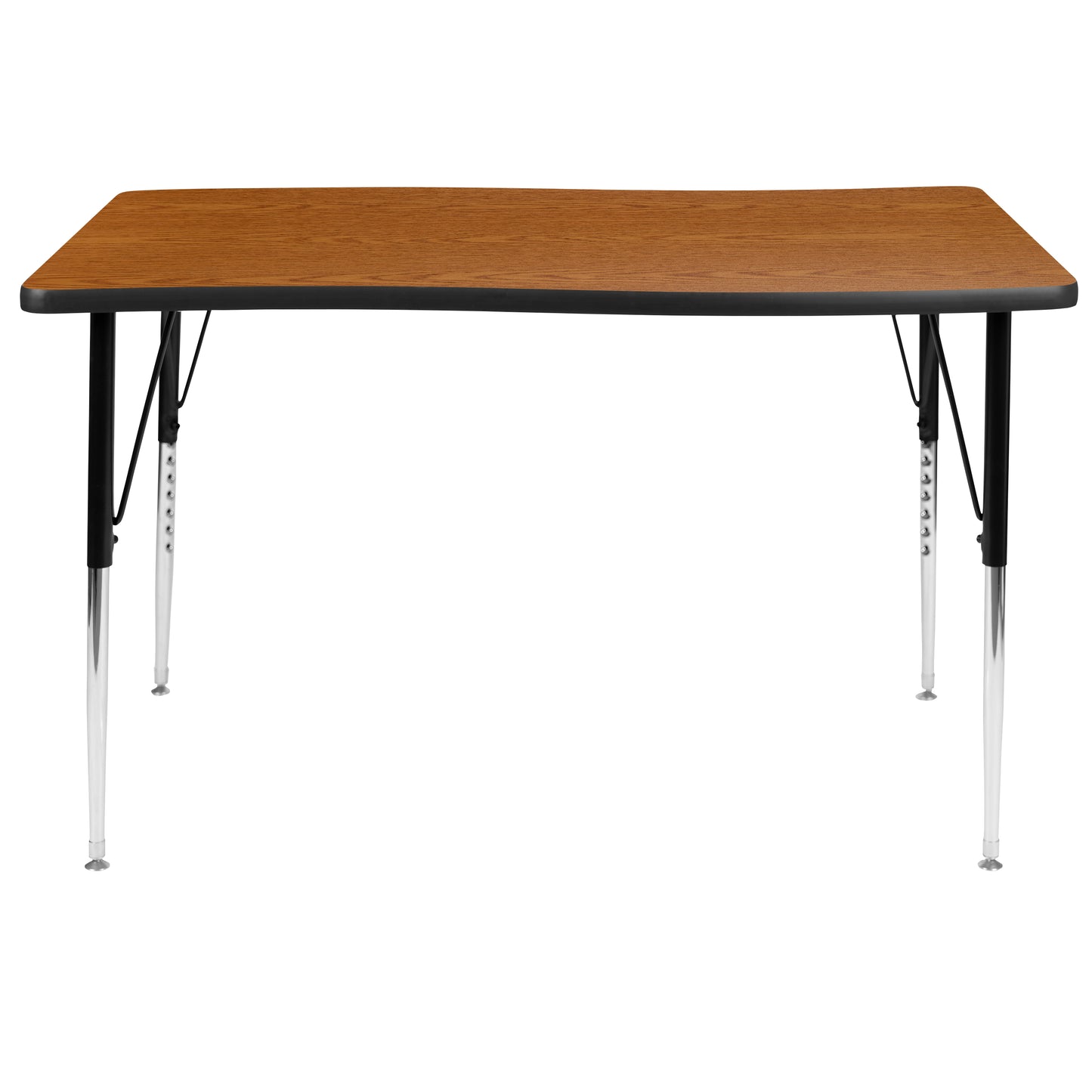 Wren 28"W x 47.5"L Rectangular Wave Flexible Collaborative Oak Finish Laminate Activity Table - Standard Height Adjust Legs Oak