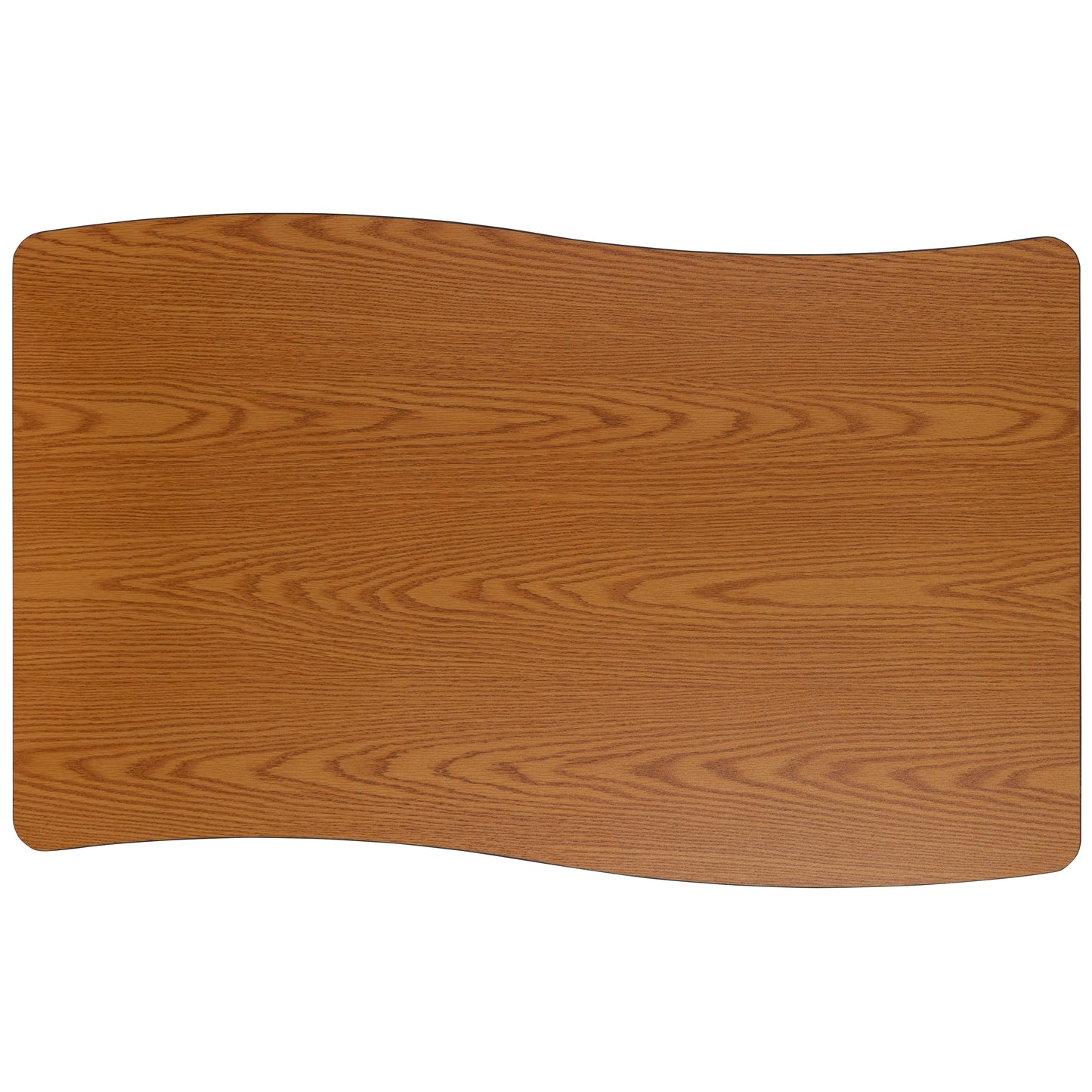 Wren 28"W x 47.5"L Rectangular Wave Flexible Collaborative Oak Finish Laminate Activity Table - Standard Height Adjust Legs Oak