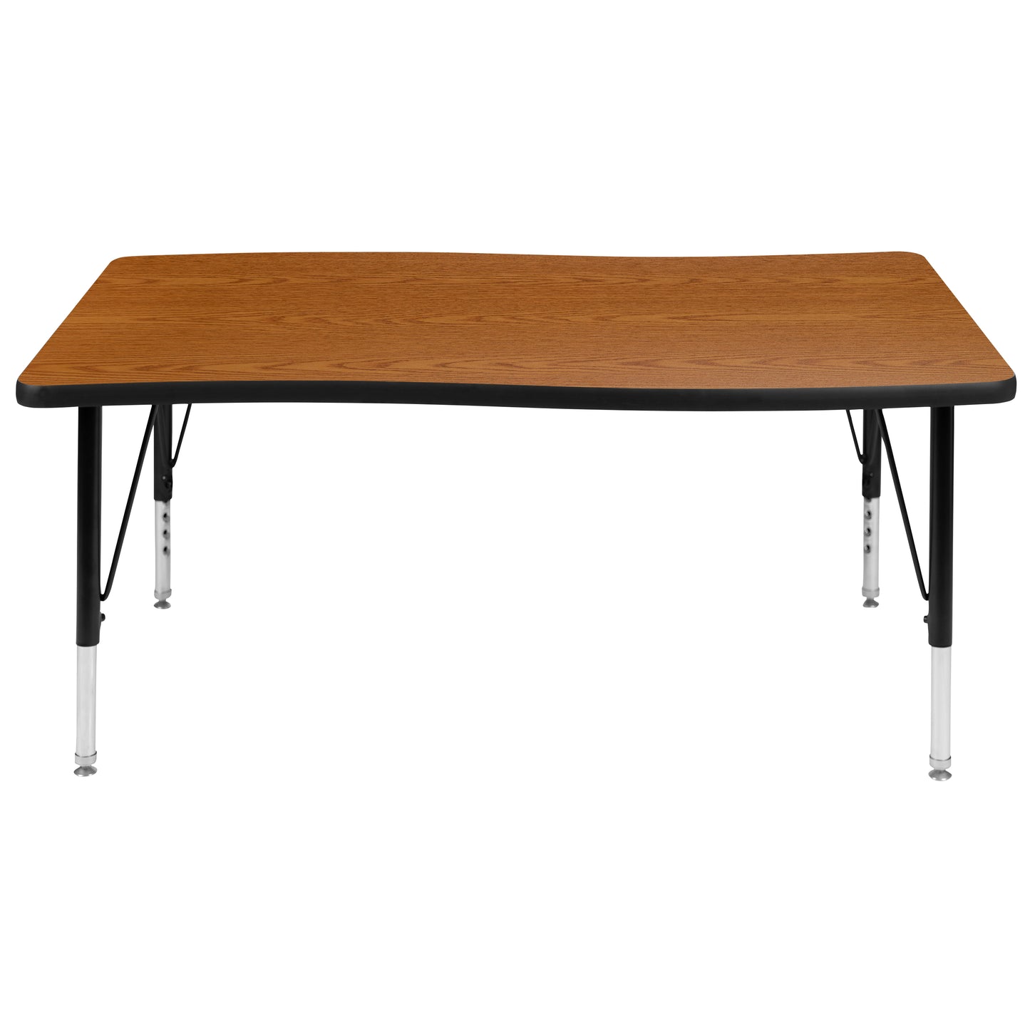 Wren 28"W x 47.5"L Rectangle Wave Flexible Collaborative Oak Thermal Laminate Activity Table - Height Adjust Short Legs Oak