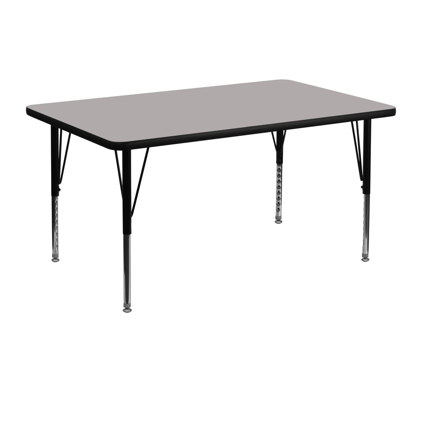 Wren 30''W x 48''L Rectangular Grey HP Laminate Activity Table - Height Adjustable Short Legs Gray