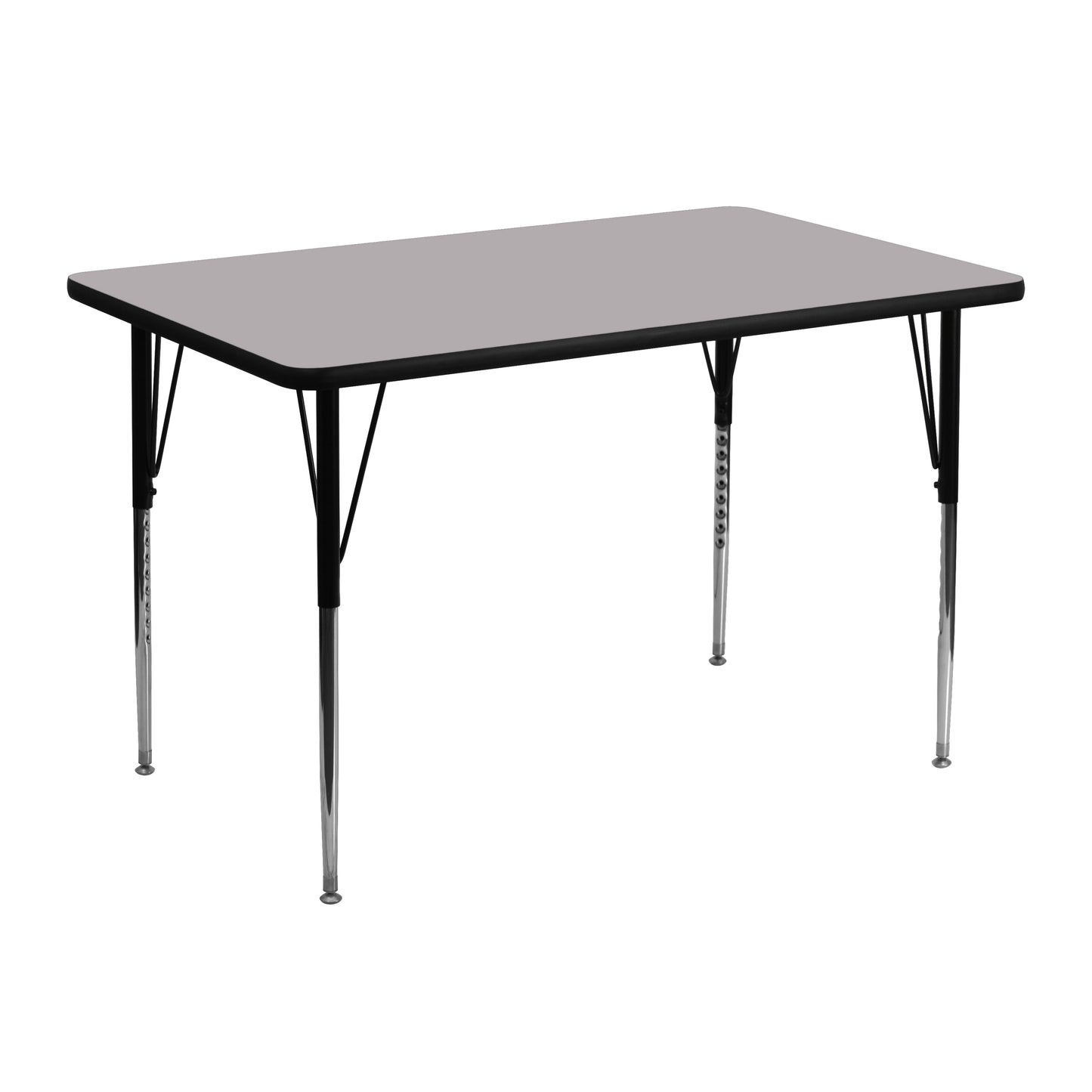 Wren 30''W x 48''L Rectangular Grey Thermal Laminate Activity Table - Standard Height Adjustable Legs Gray