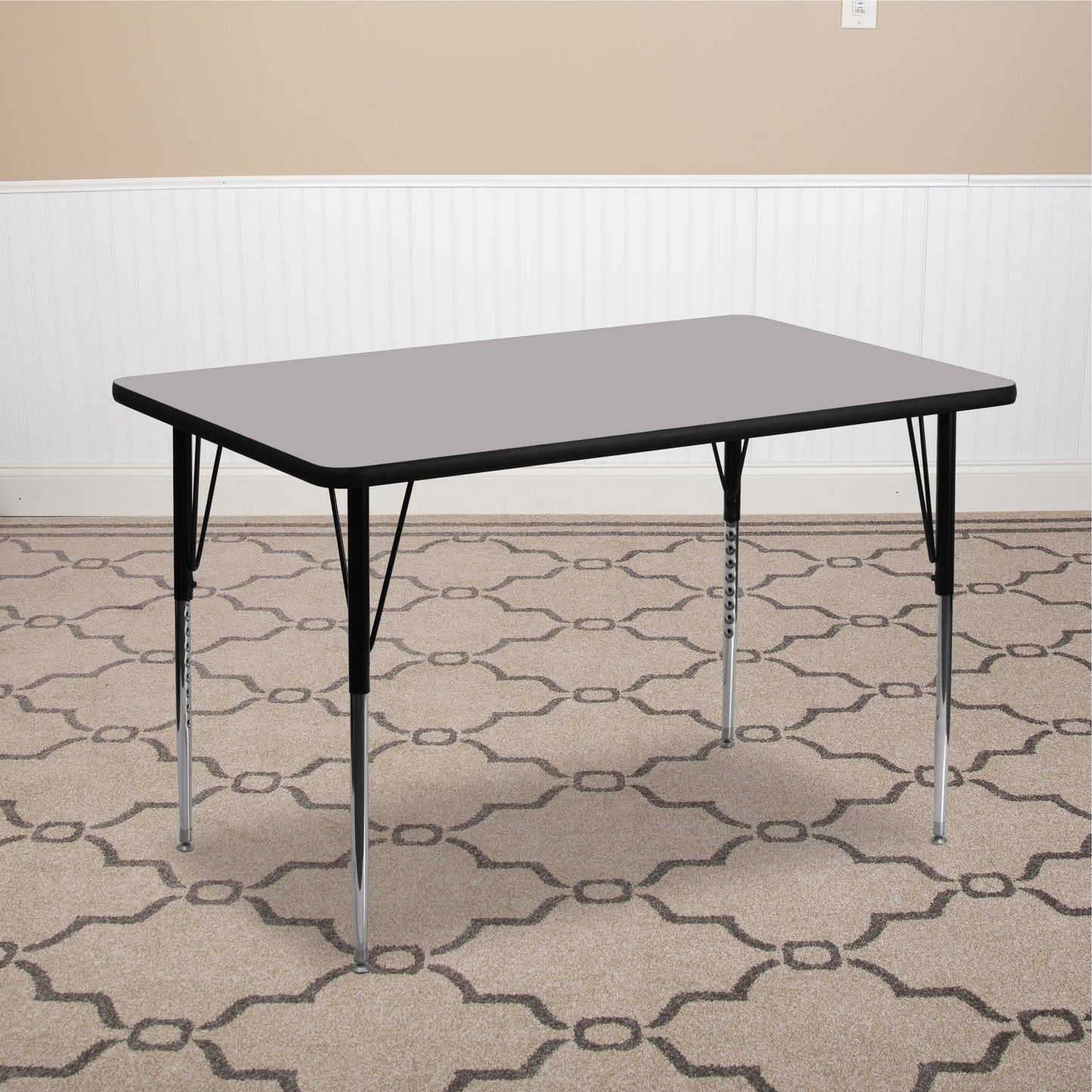 Wren 30''W x 48''L Rectangular Grey Thermal Laminate Activity Table - Standard Height Adjustable Legs Gray