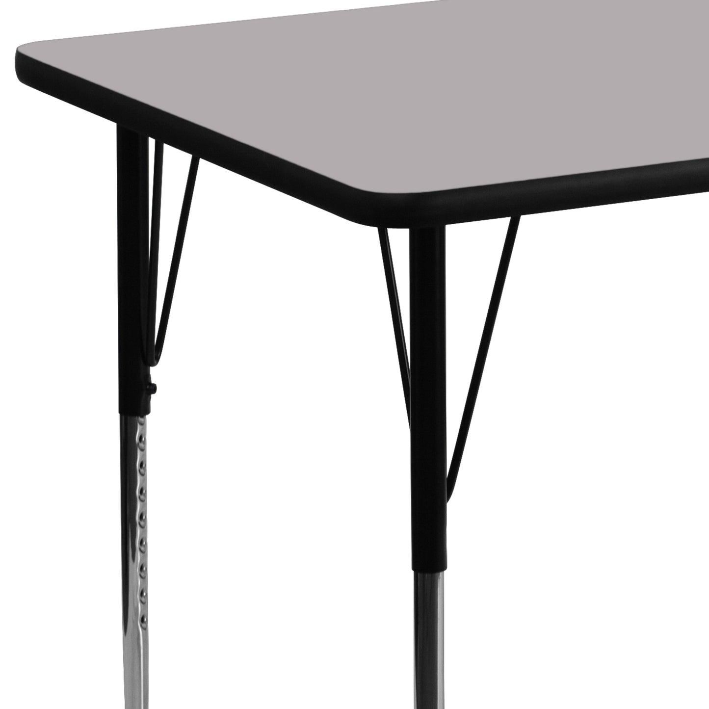 Wren 30''W x 48''L Rectangular Grey Thermal Laminate Activity Table - Standard Height Adjustable Legs Gray