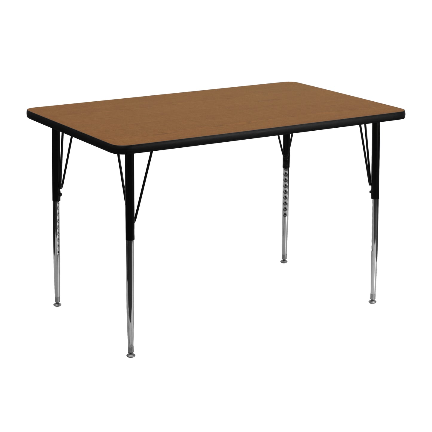 Wren 30''W x 48''L Rectangular Oak Thermal Laminate Activity Table - Standard Height Adjustable Legs Oak