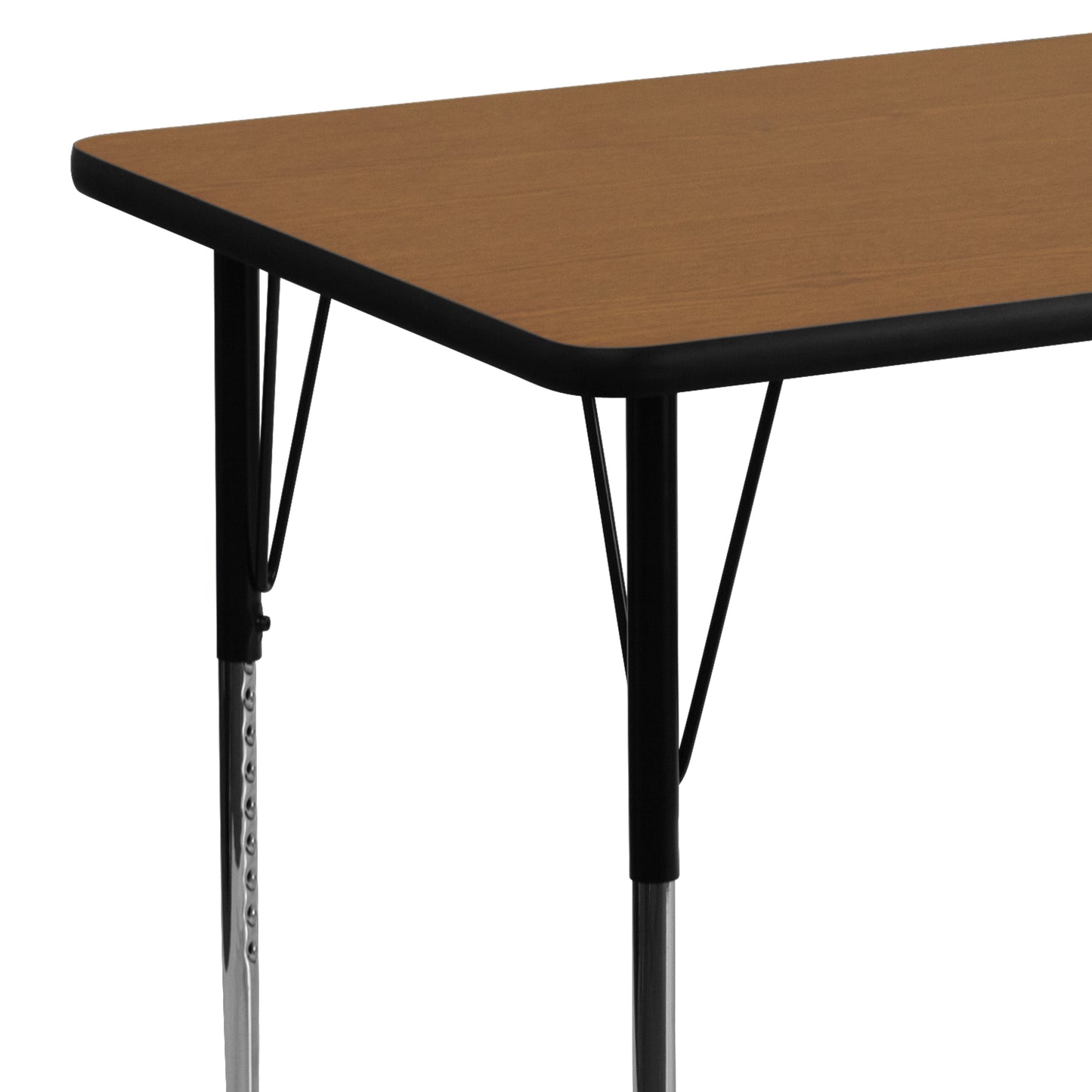 Wren 30''W x 48''L Rectangular Oak Thermal Laminate Activity Table - Standard Height Adjustable Legs Oak