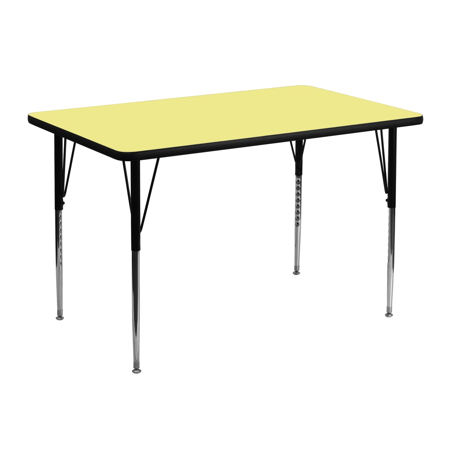 Wren 30''W x 48''L Rectangular Yellow Thermal Laminate Activity Table - Standard Height Adjustable Legs Yellow XU-A3048-REC-YEL-T-A-GG