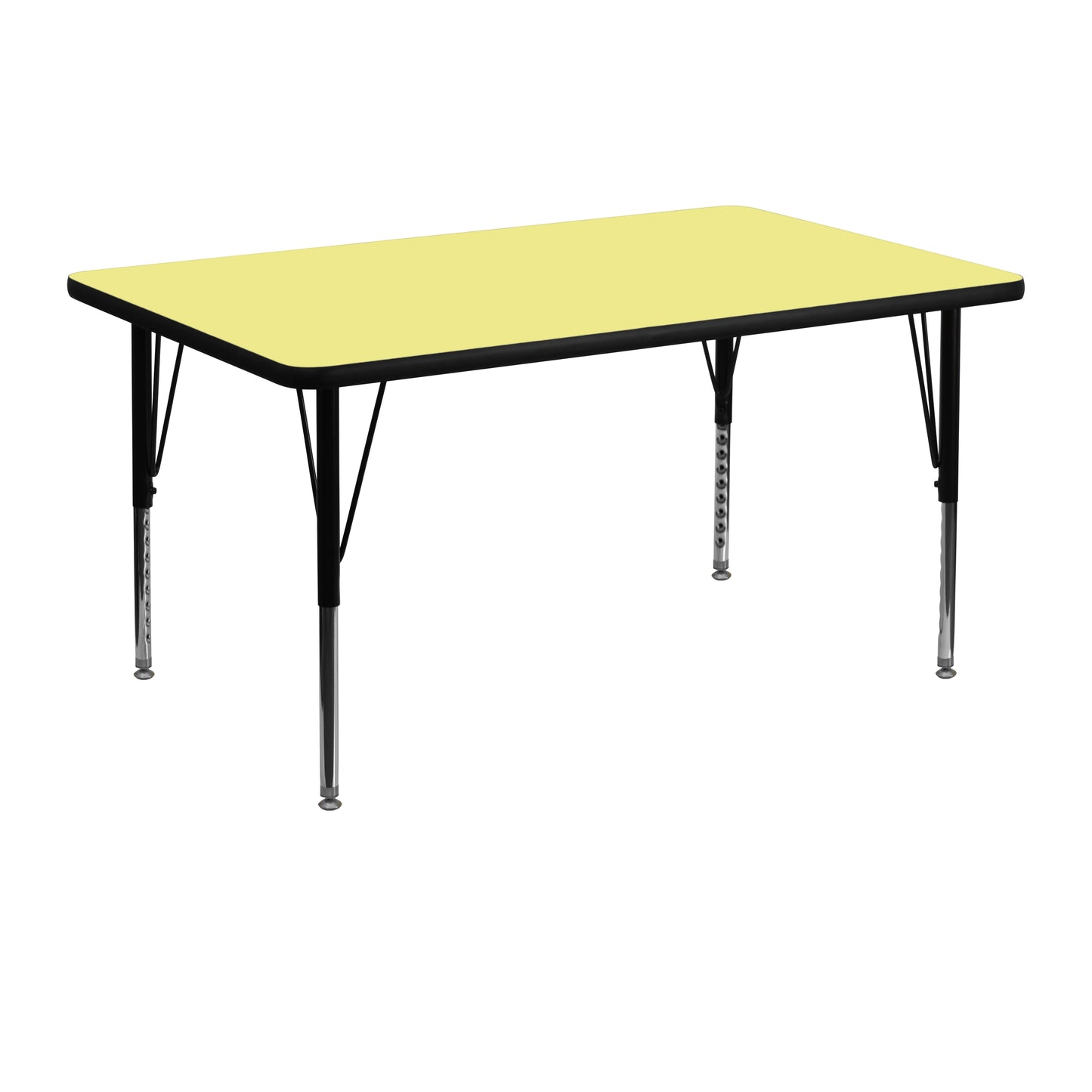 Wren 30''W x 48''L Rectangular Yellow Thermal Laminate Activity Table - Height Adjustable Short Legs Yellow