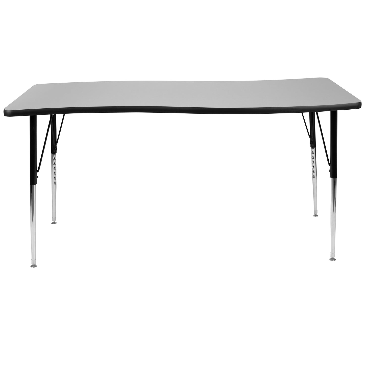 Wren 26"W x 60"L Rectangle Wave Flexible Collaborative Grey Thermal Laminate Activity Table - Standard Height Adjust Legs Grey