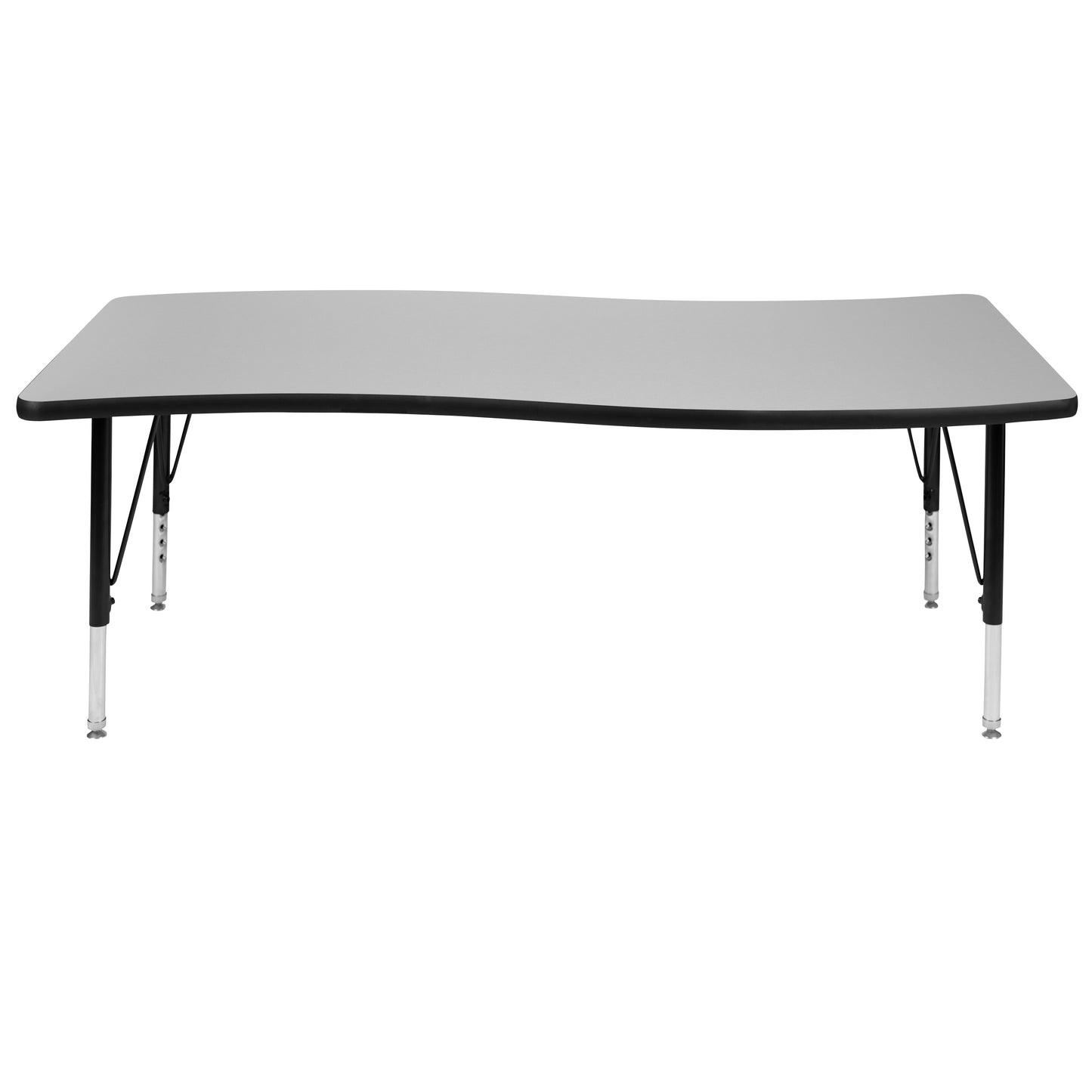 Wren 26"W x 60"L Rectangular Wave Flexible Collaborative Grey Thermal Laminate Activity Table - Height Adjustable Short Legs Grey