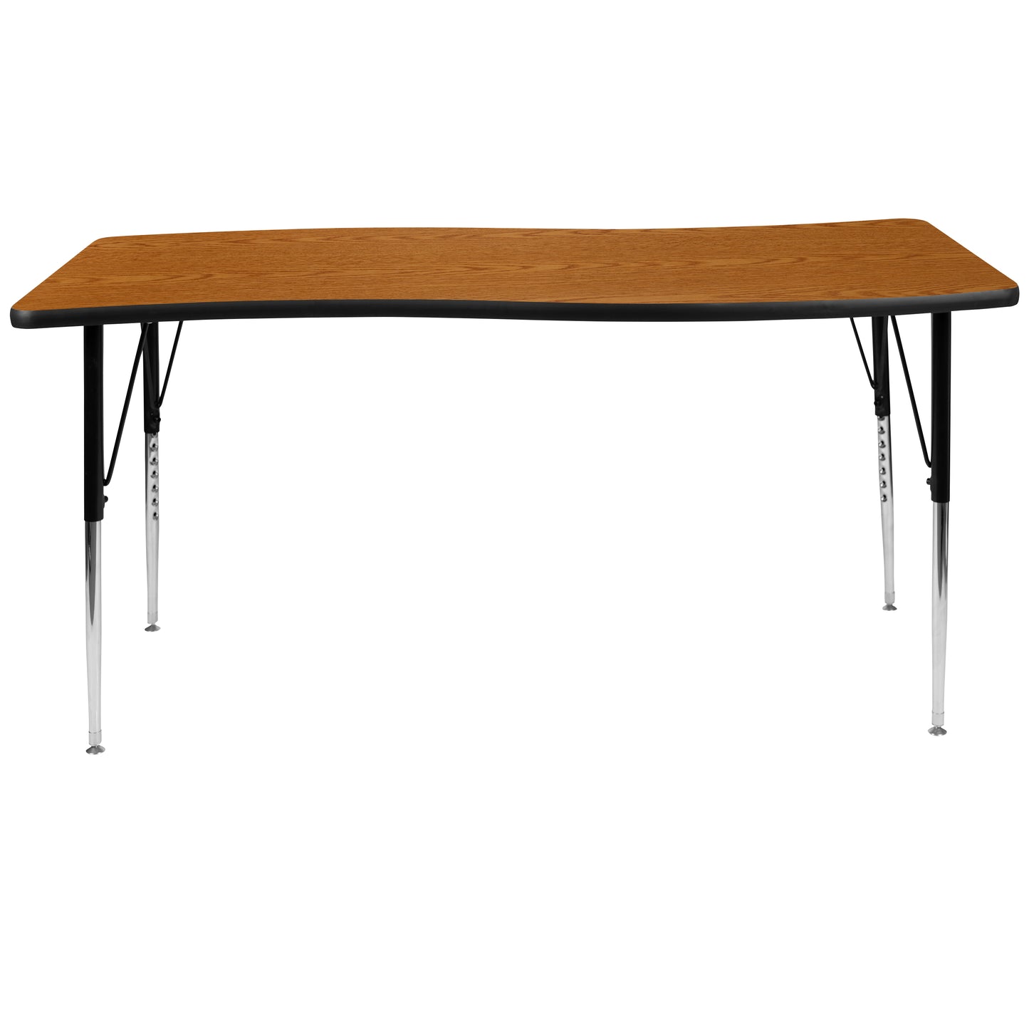 Wren 26"W x 60"L Rectangle Wave Flexible Collaborative Oak Thermal Laminate Activity Table - Standard Height Adjust Legs Oak XU-A3060-CON-OAK-T-A-GG