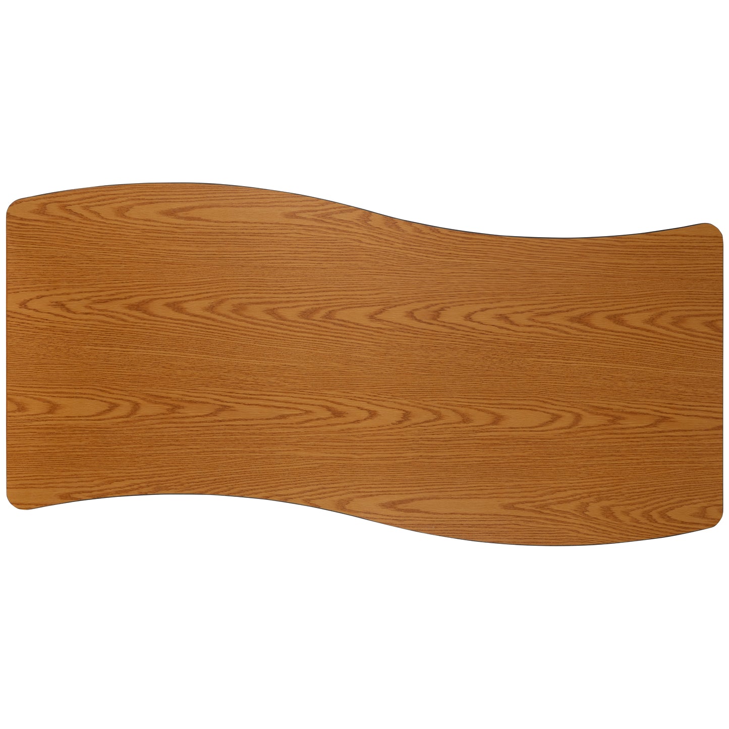 Wren 26"W x 60"L Rectangular Wave Flexible Collaborative Oak Thermal Laminate Activity Table - Height Adjustable Short Legs Oak