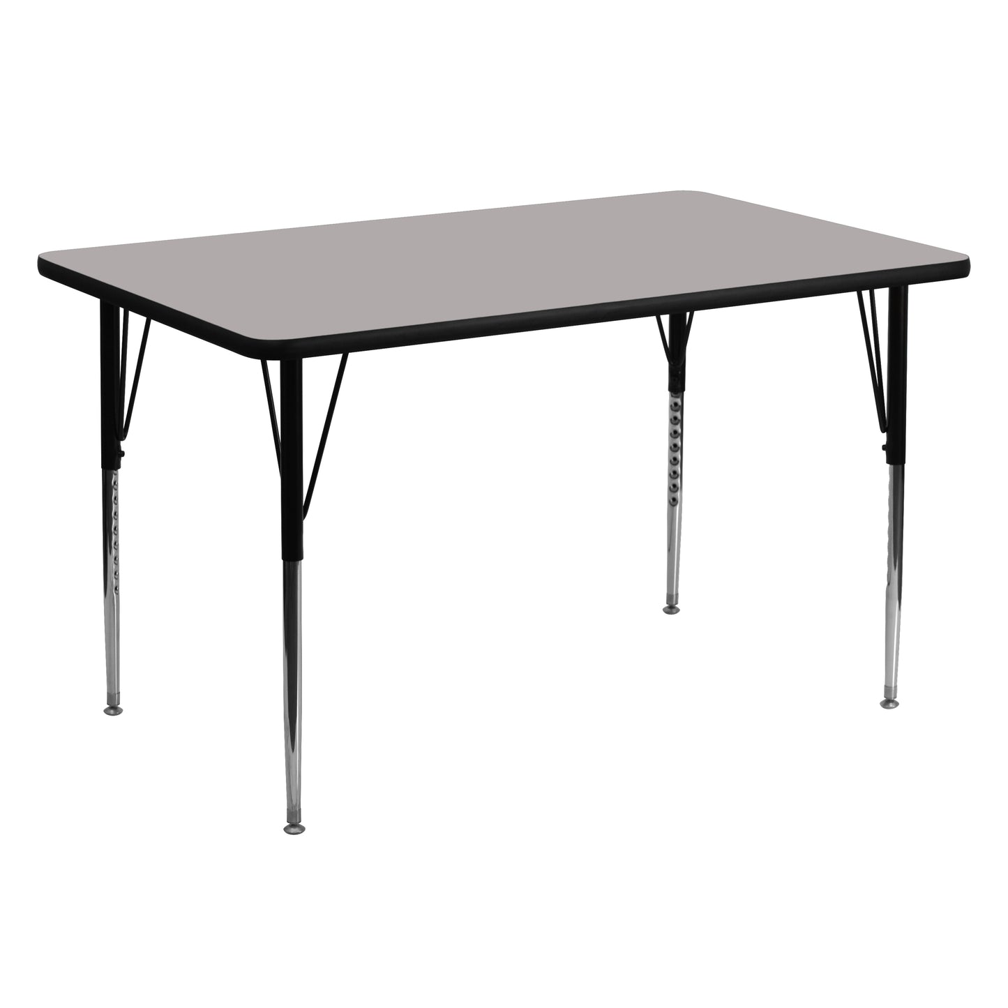 Wren 30''W x 60''L Rectangular Grey HP Laminate Activity Table - Standard Height Adjustable Legs Gray