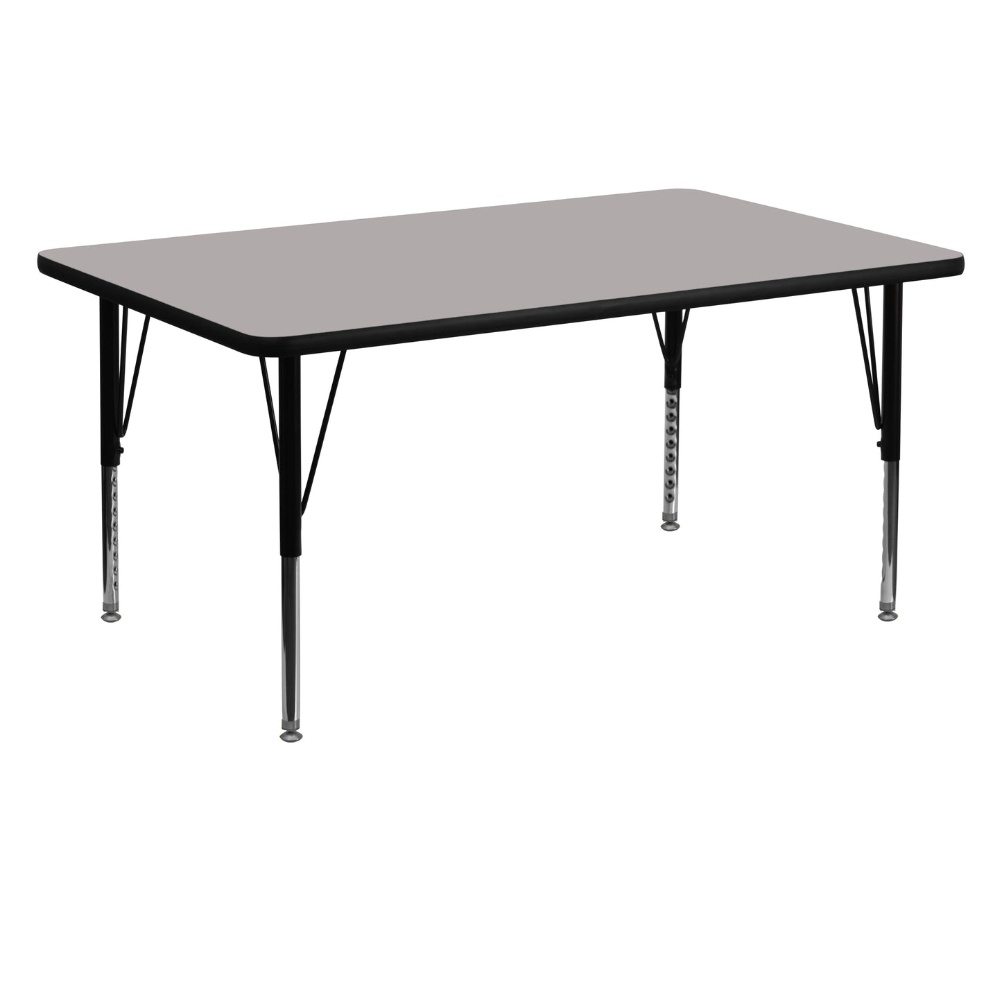 Wren 30''W x 60''L Rectangular Grey HP Laminate Activity Table - Height Adjustable Short Legs Gray