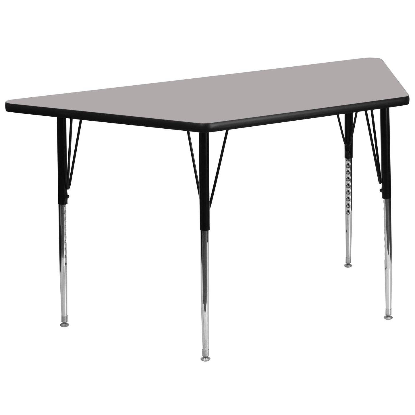 Wren 29''W x 57''L Trapezoid Grey HP Laminate Activity Table - Standard Height Adjustable Legs Gray