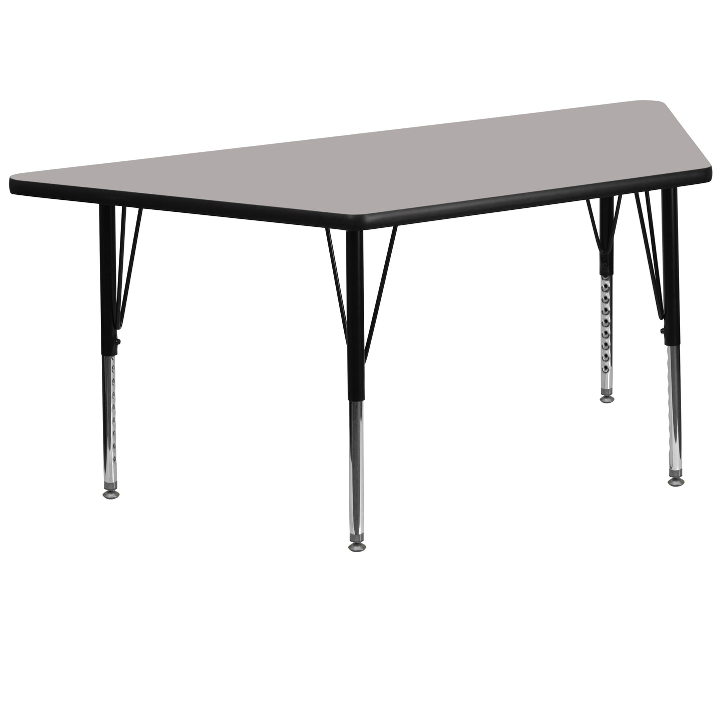 Wren 29''W x 57''L Trapezoid Grey HP Laminate Activity Table - Height Adjustable Short Legs Gray