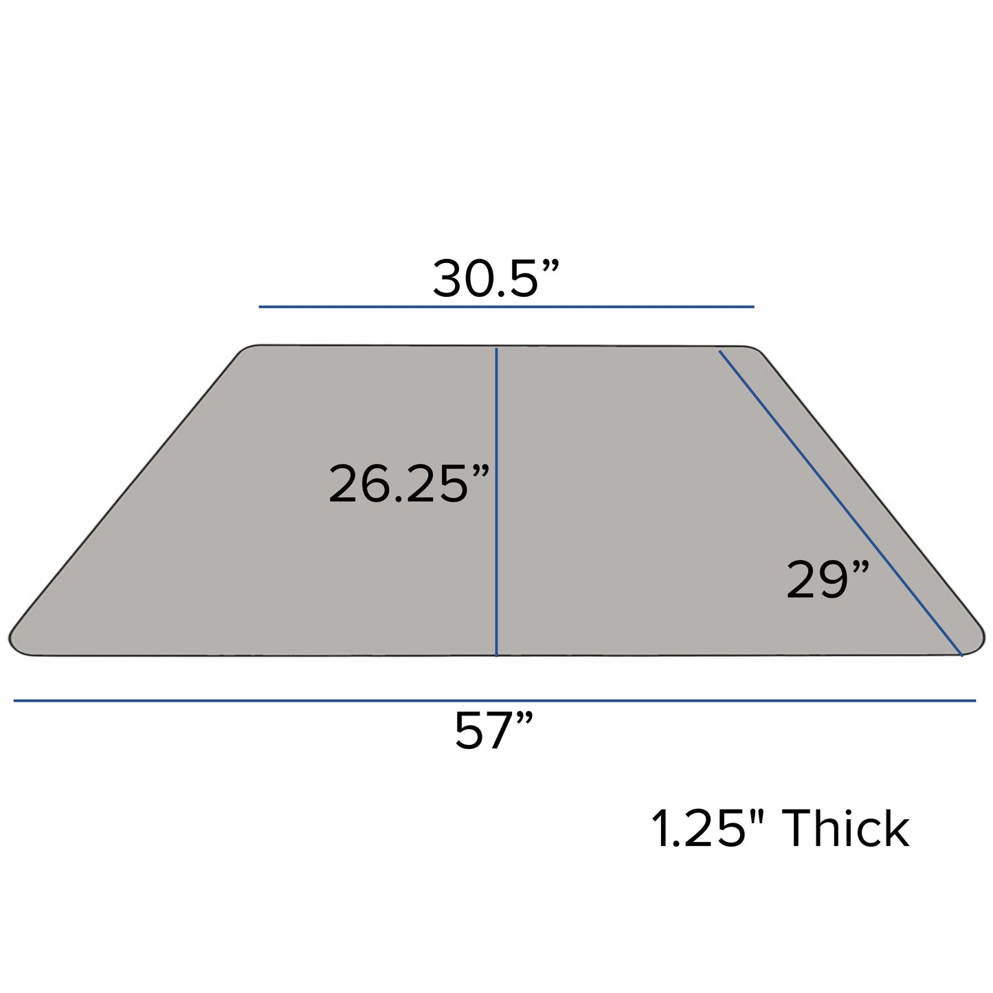 Wren 29''W x 57''L Trapezoid Grey HP Laminate Activity Table - Height Adjustable Short Legs Gray
